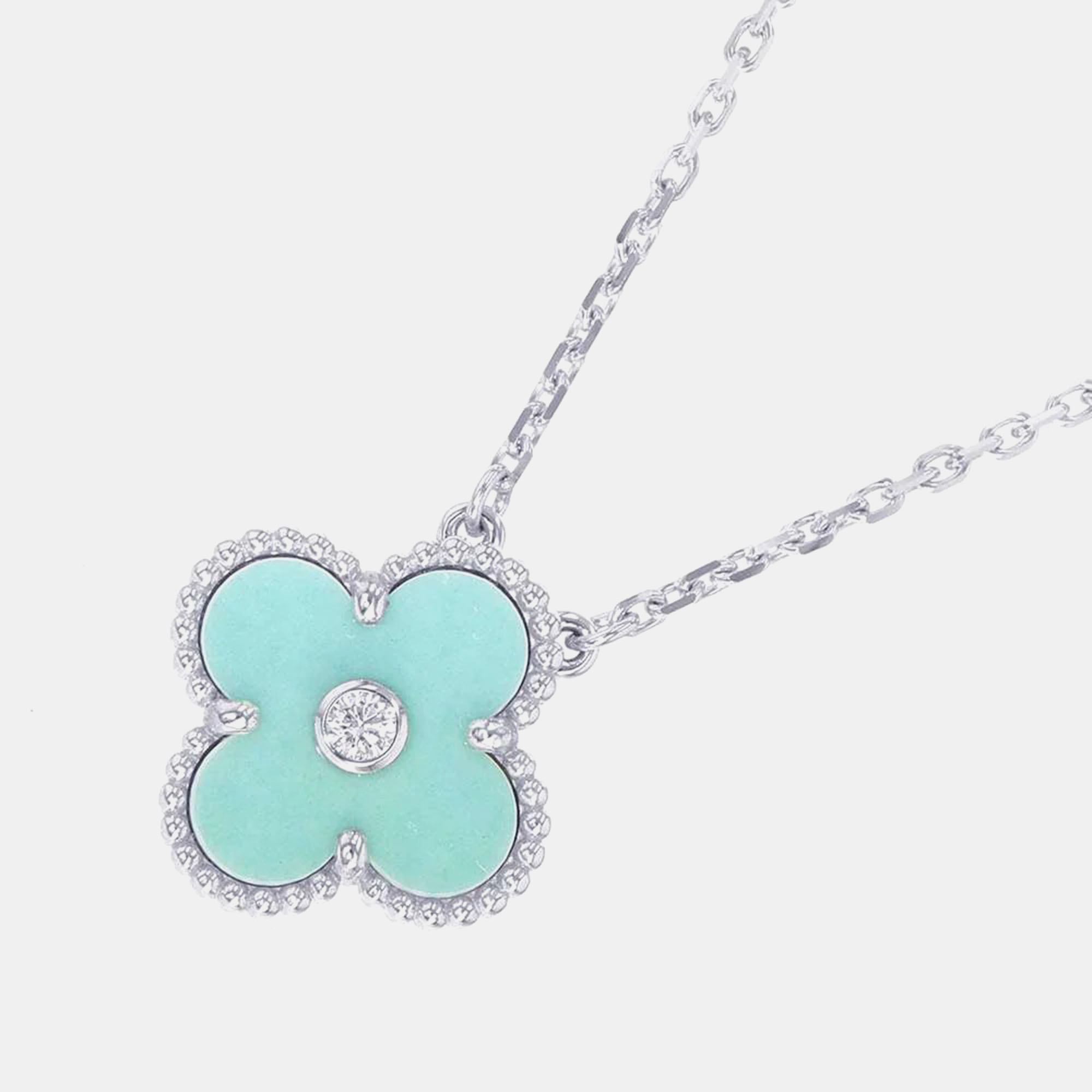 

Van Cleef & Arpels 18K White Gold and Diamond Vintage Alhambra Holiday Pendant Necklace