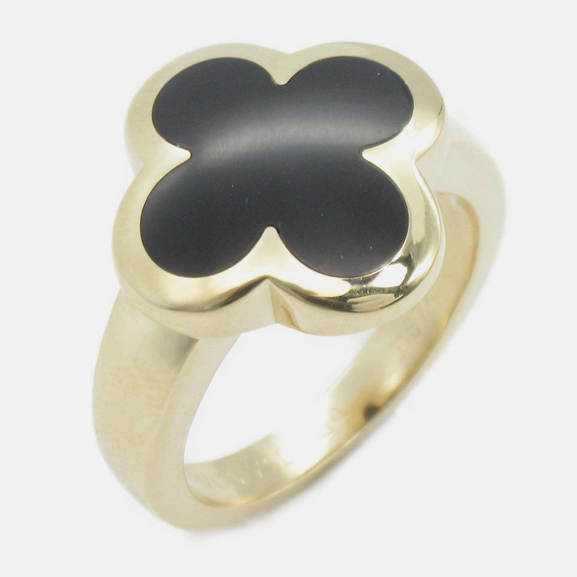 

Van Cleef & Arpels 18K Yellow Gold and Onyx Pure Alhambra Ring EU 54