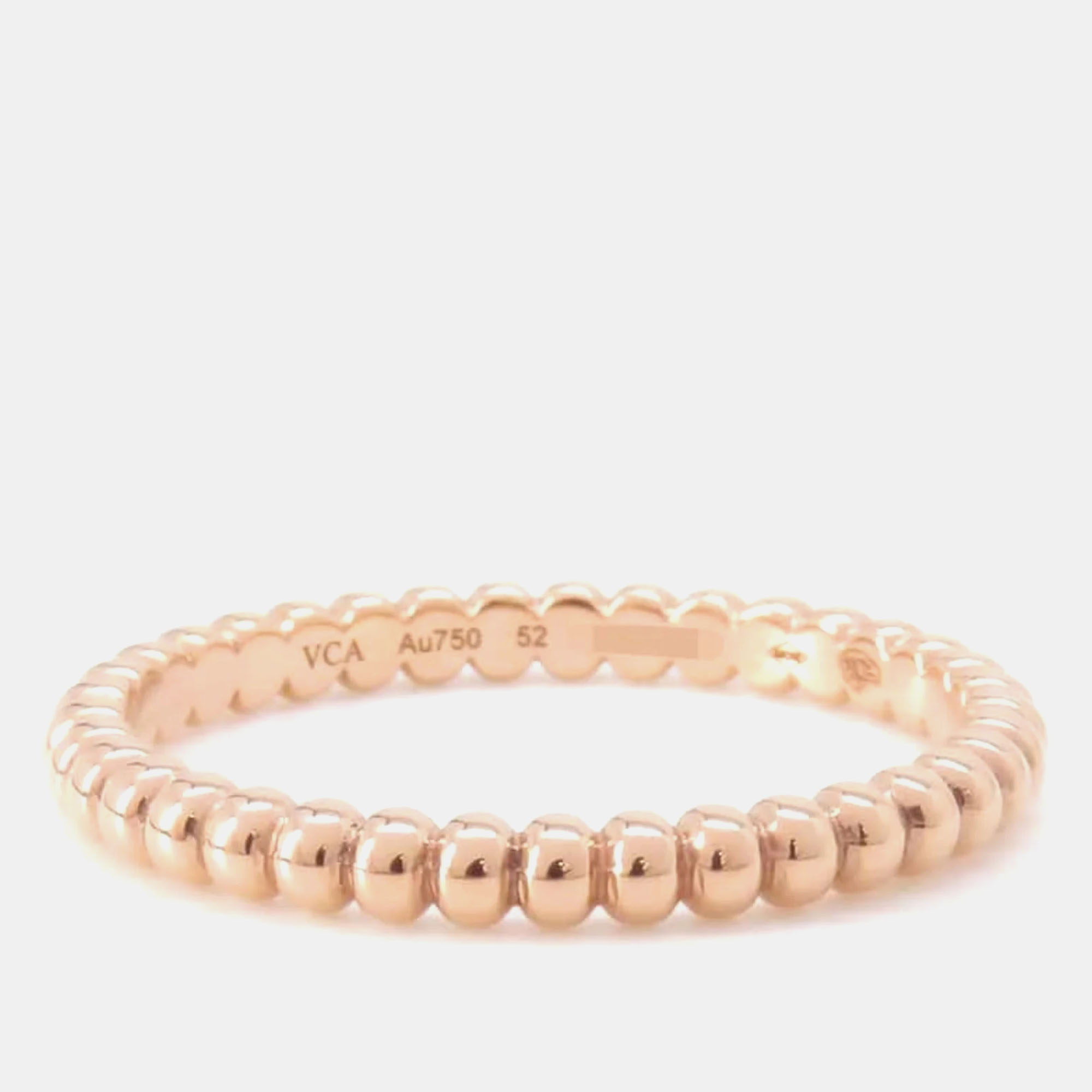 

Van Cleef & Arpels 18K Rose Gold Perlée Ring EU 52