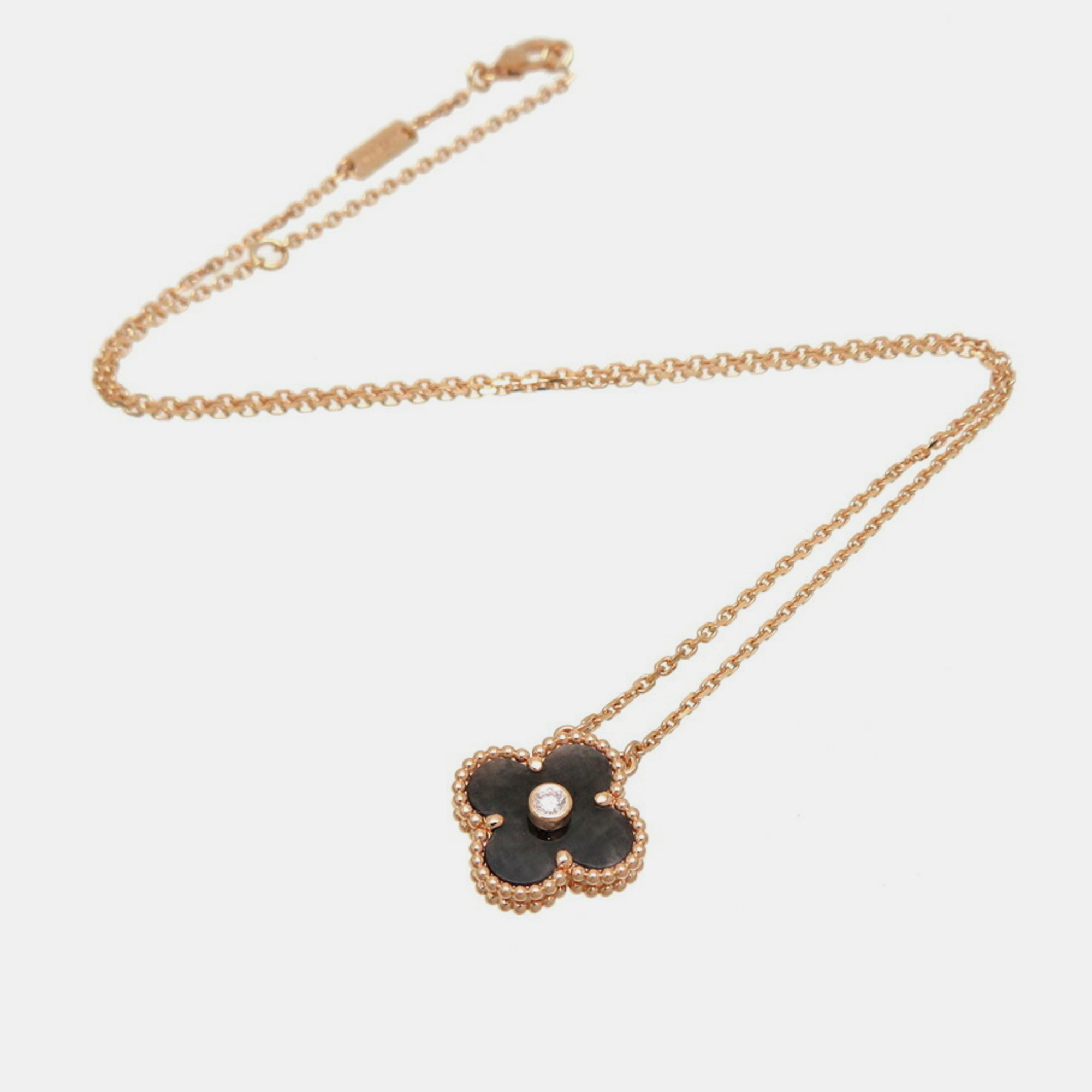 Van Cleef & Arpels 18K Rose Gold Holiday Limited Edition Vintage Alhambra Pendant Necklace 