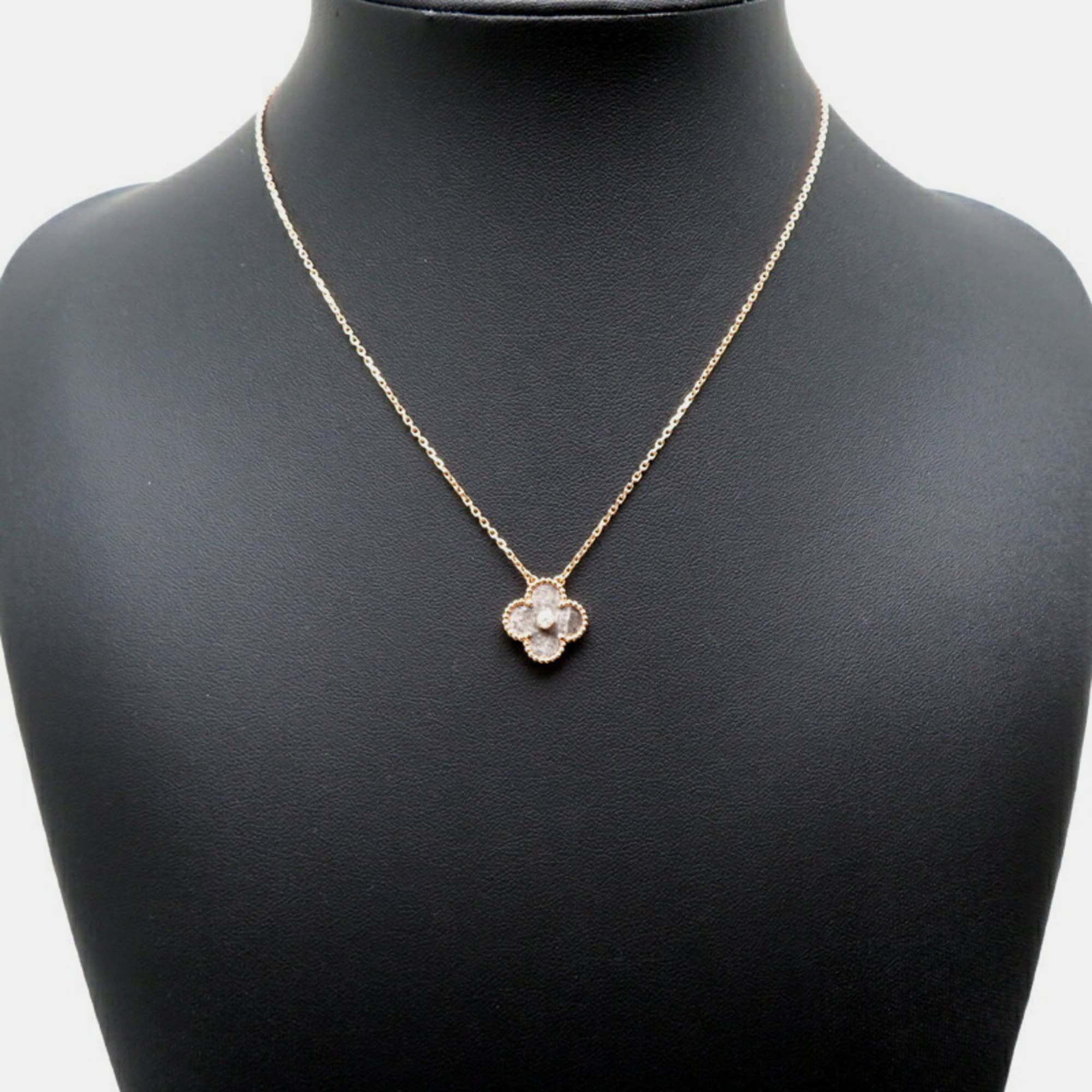 Van Cleef & Arpels 18K Rose Gold Holiday Limited Edition Vintage Alhambra Pendant Necklace 