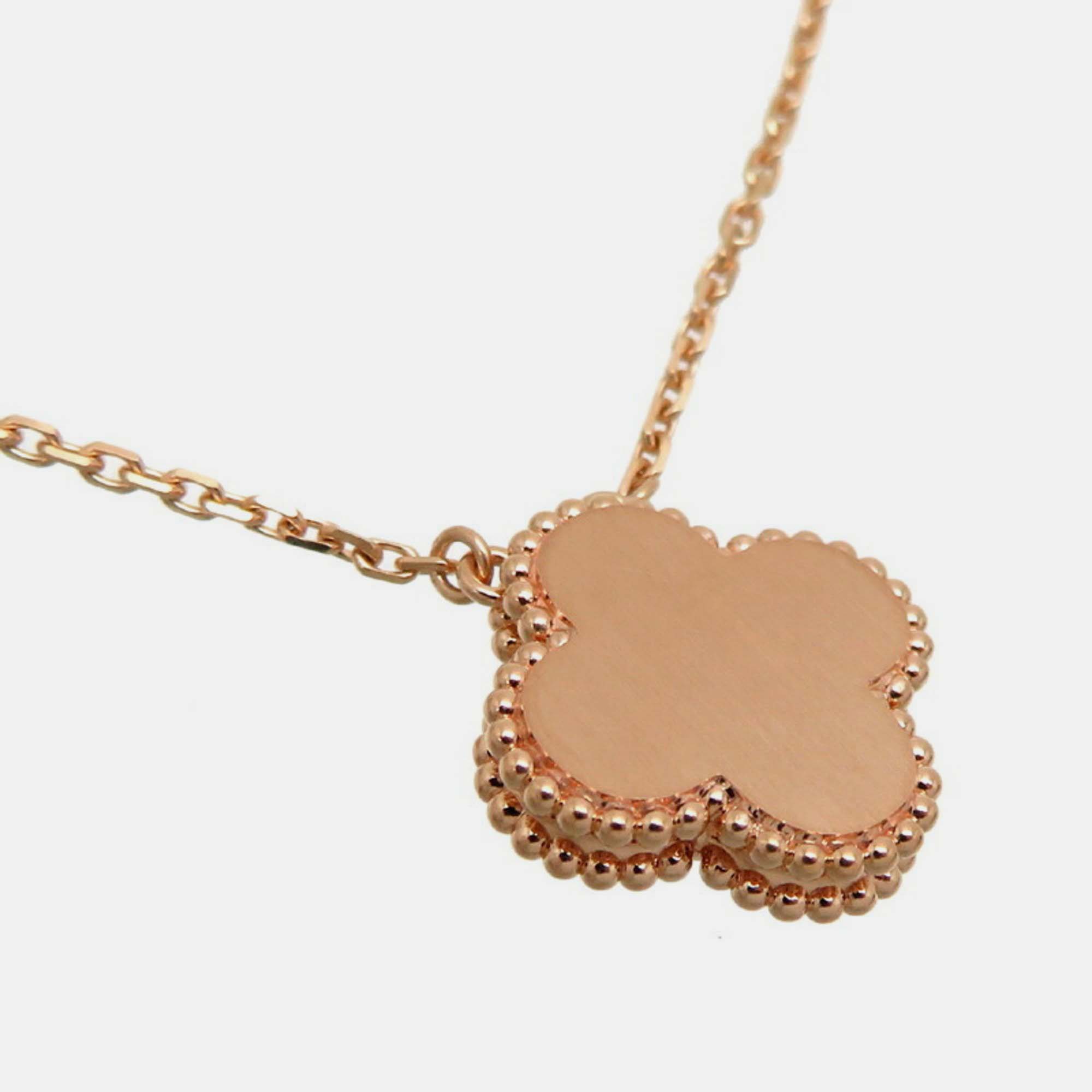 Van Cleef & Arpels 18K Rose Gold Holiday Limited Edition Vintage Alhambra Pendant Necklace 