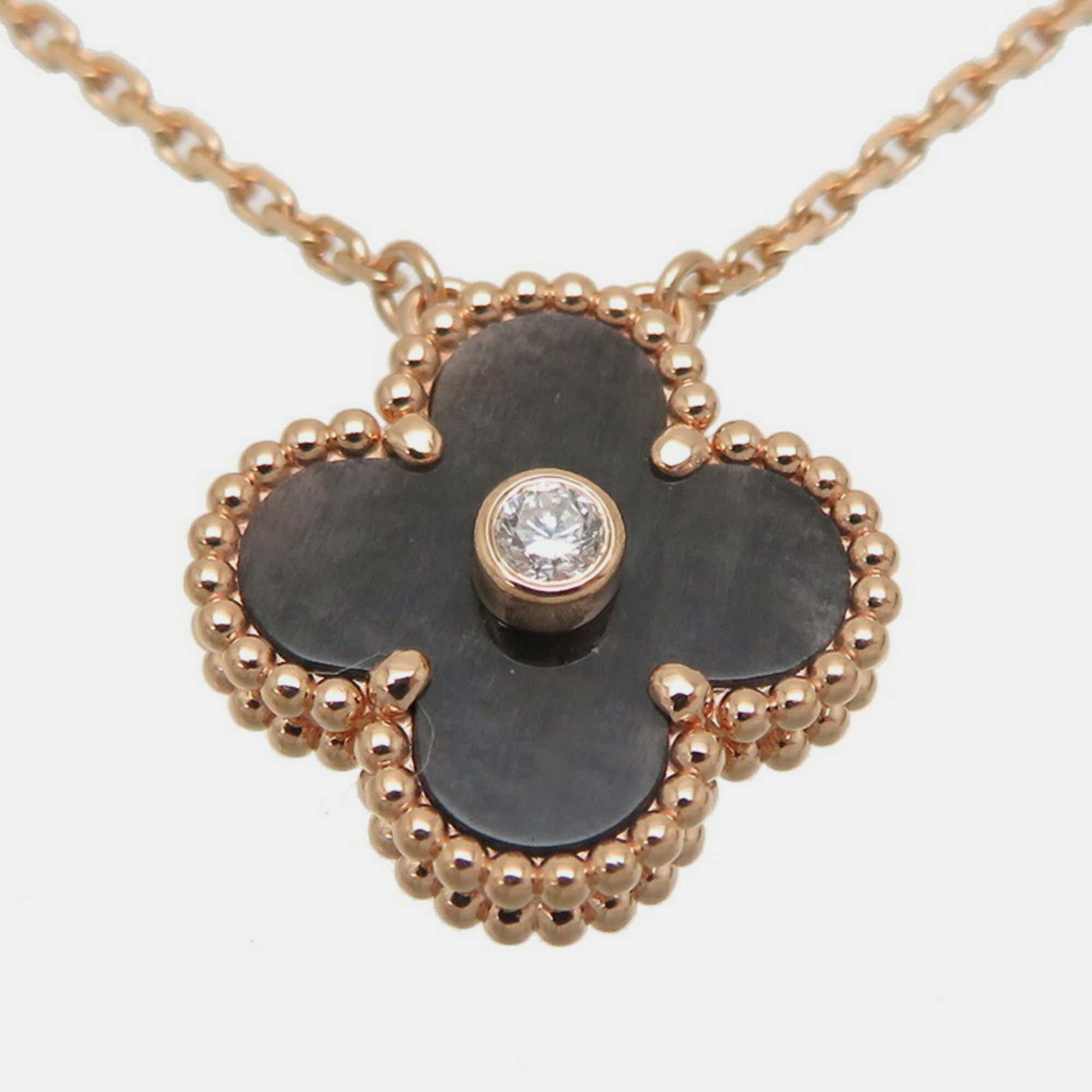 

Van Cleef & Arpels 18K Rose Gold Holiday Limited Edition Vintage Alhambra Pendant Necklace