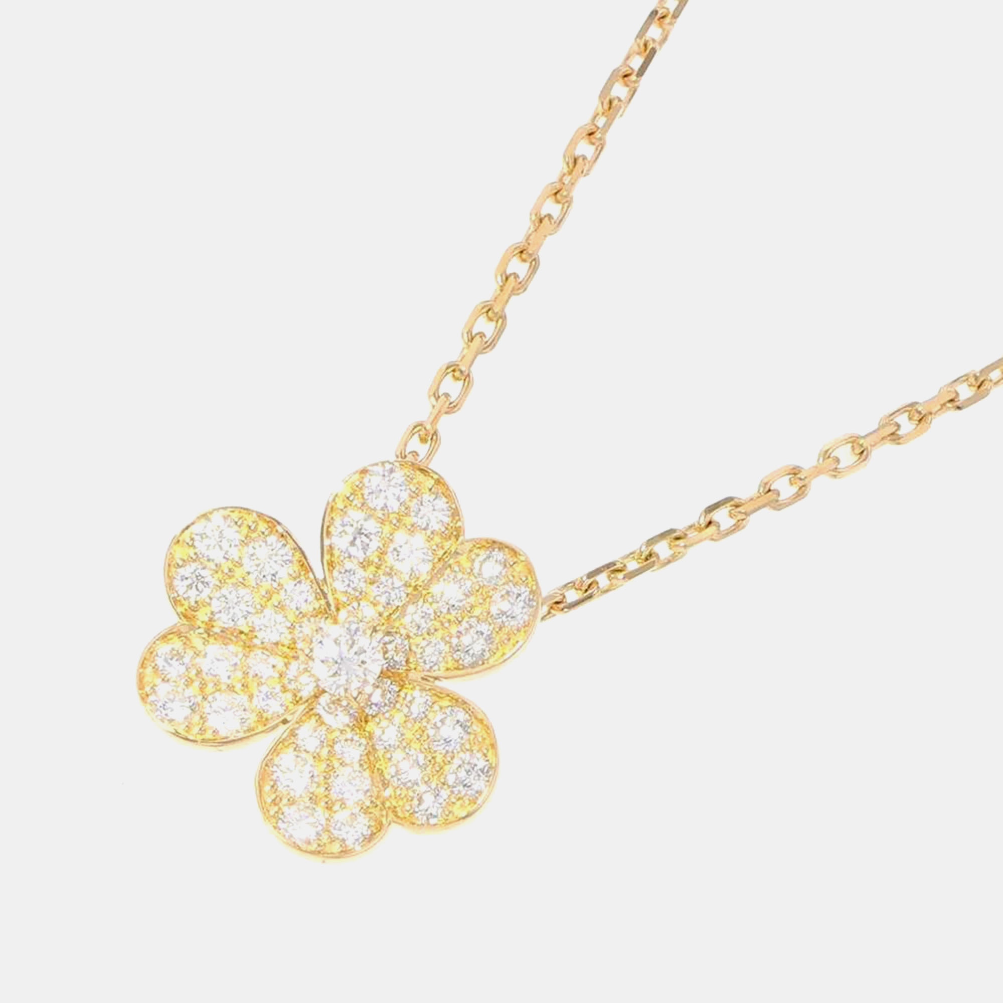 

Van Cleef & Arpels 18K Yellow Gold with Pave Diamonds Small Frivole Pendant Necklace