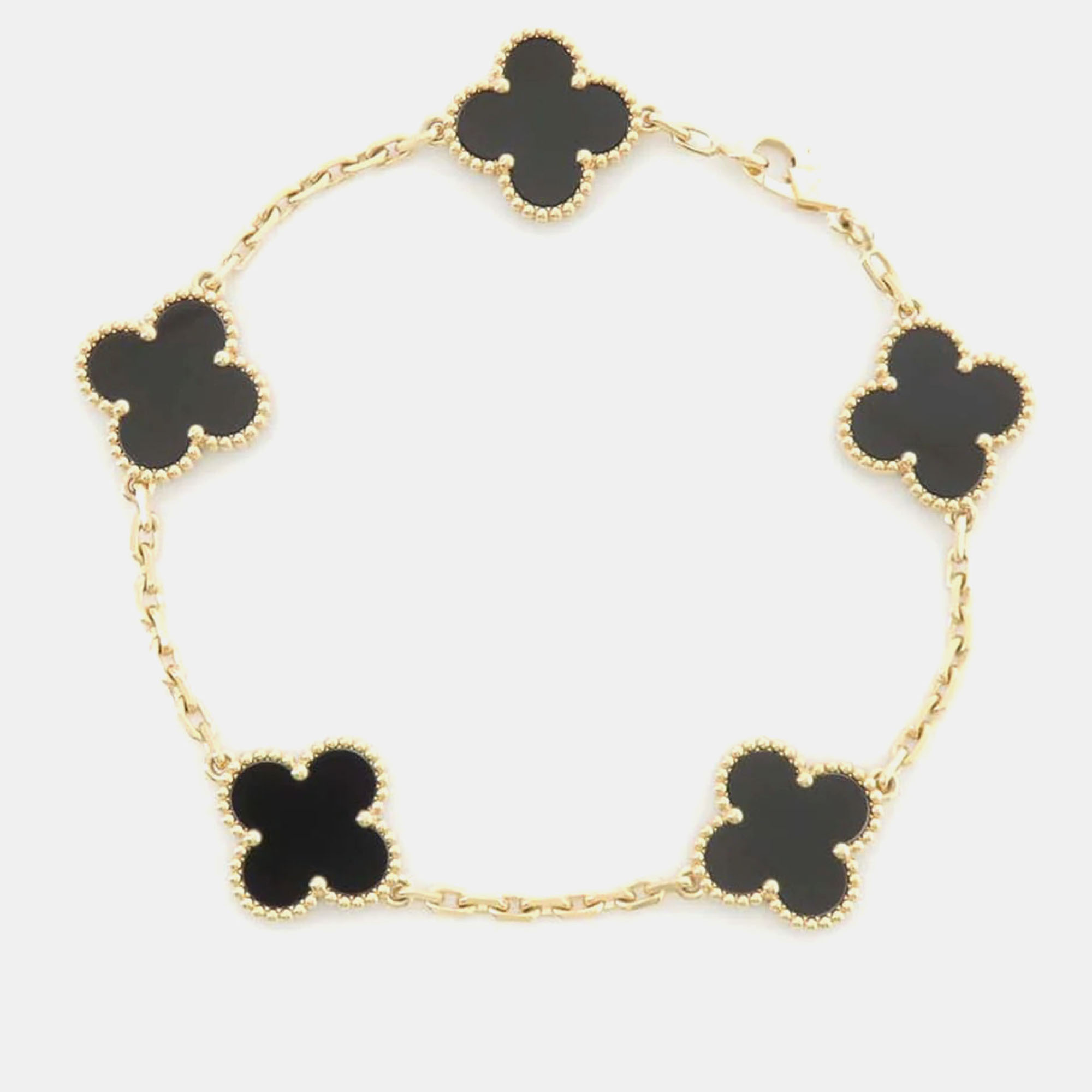 

Van Cleef & Arpels 18K Yellow Gold Vintage Alhambra Bracelet 5 motifs Bracelet