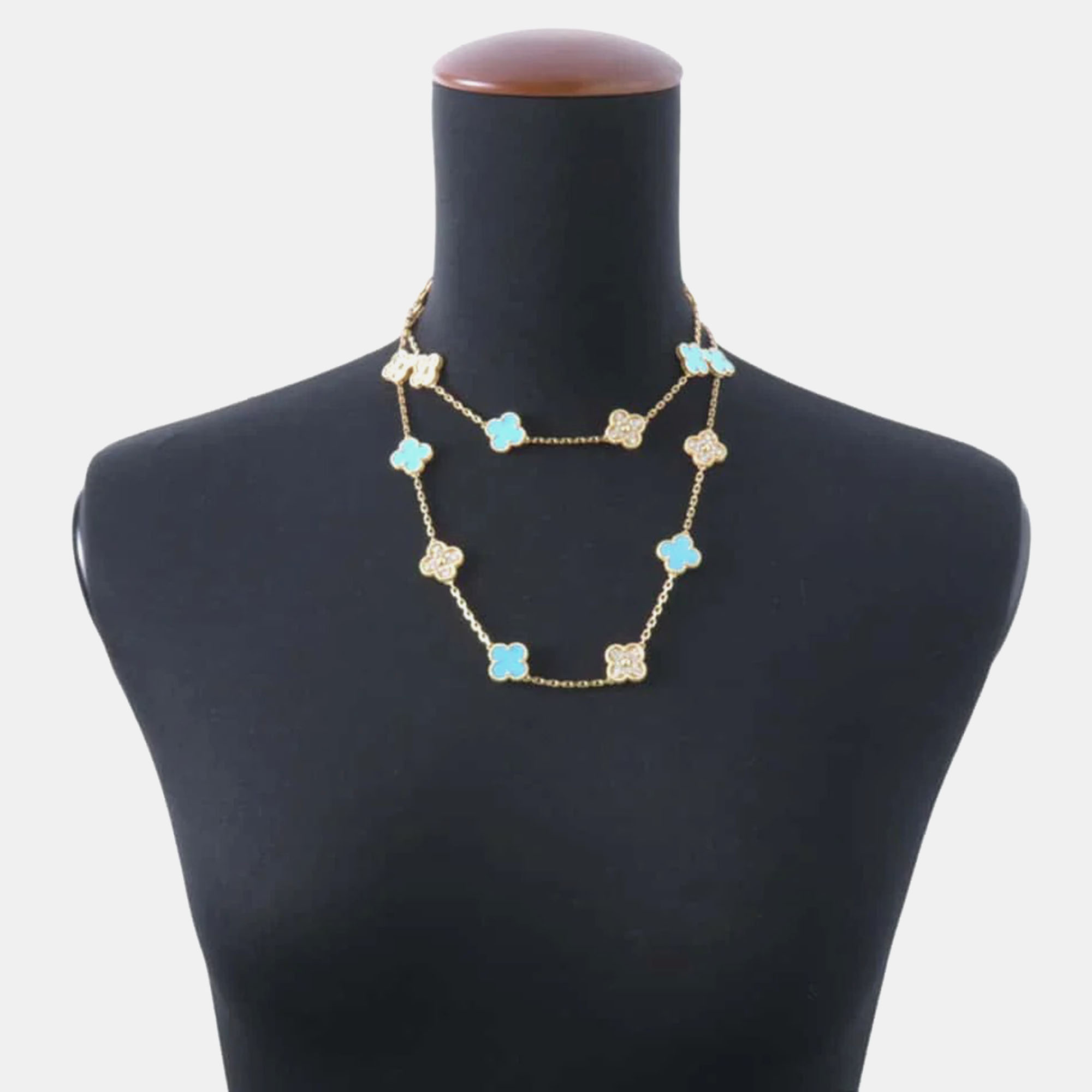 Van Cleef & Arpels 18K Yellow Gold Vintage Alhambra 20 motifs Long Necklace 
