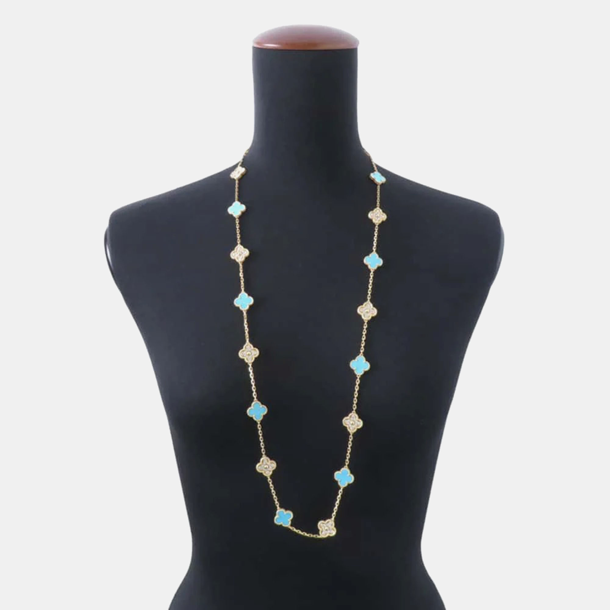 Van Cleef & Arpels 18K Yellow Gold Vintage Alhambra 20 motifs Long Necklace 