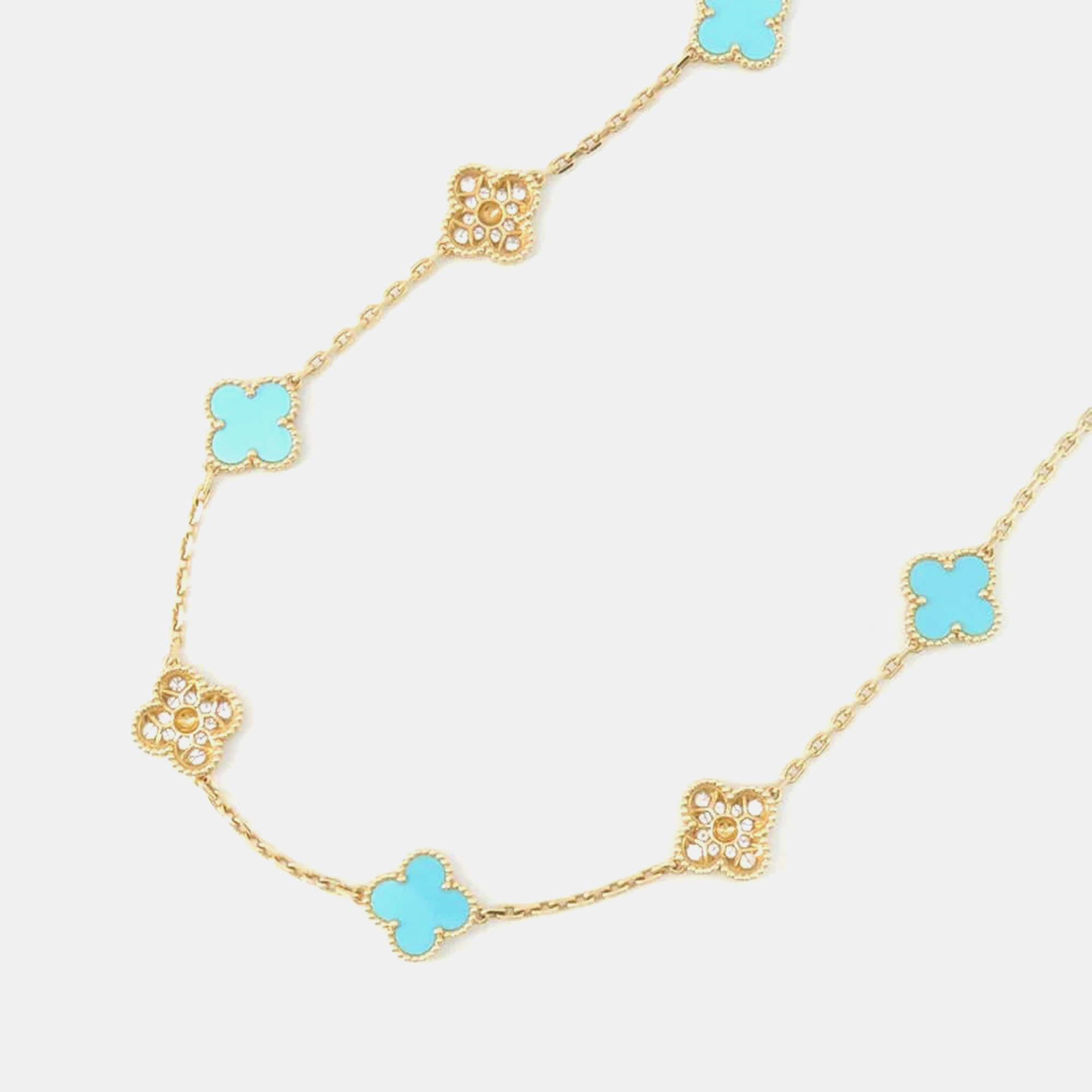 Van Cleef & Arpels 18K Yellow Gold Vintage Alhambra 20 motifs Long Necklace 