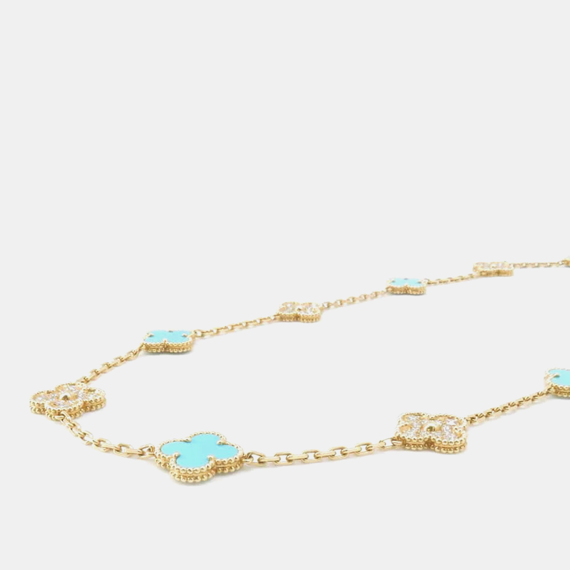 Van Cleef & Arpels 18K Yellow Gold Vintage Alhambra 20 motifs Long Necklace 