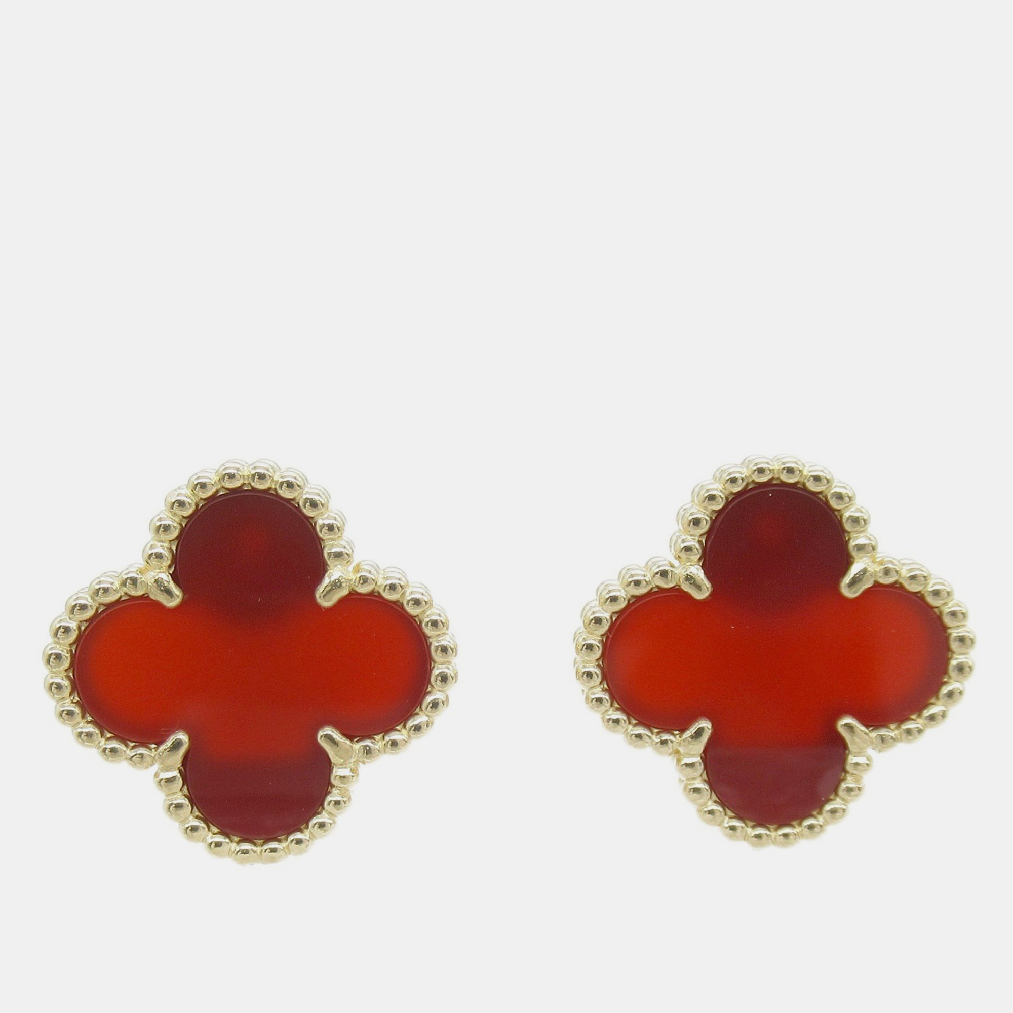 

Van Cleef & Arpels 18K Yellow Gold Carnelian Red Alhambra Earrings