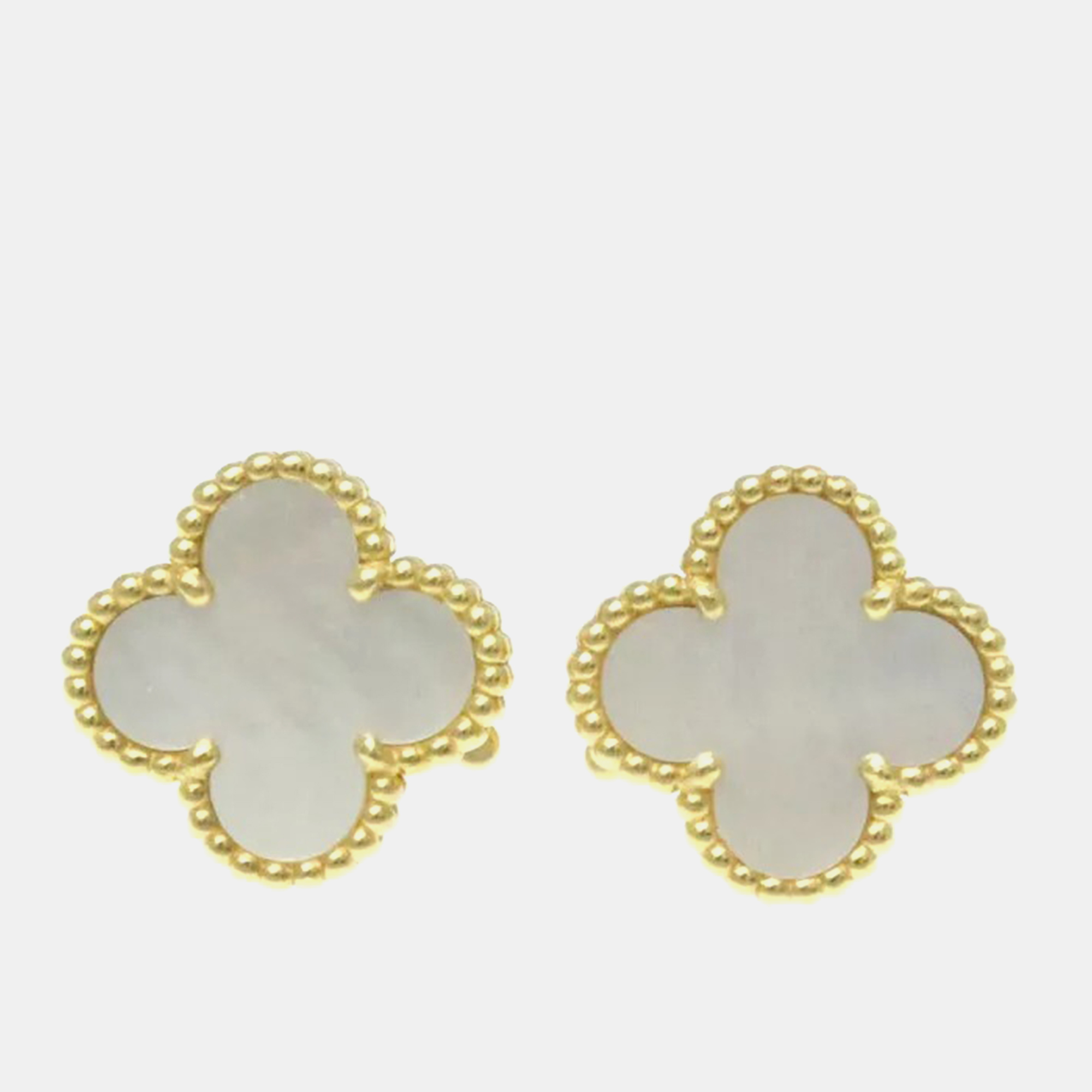 

Van Cleef & Arpels 18K Yellow Gold Vintage Alhambra Shell Earrings