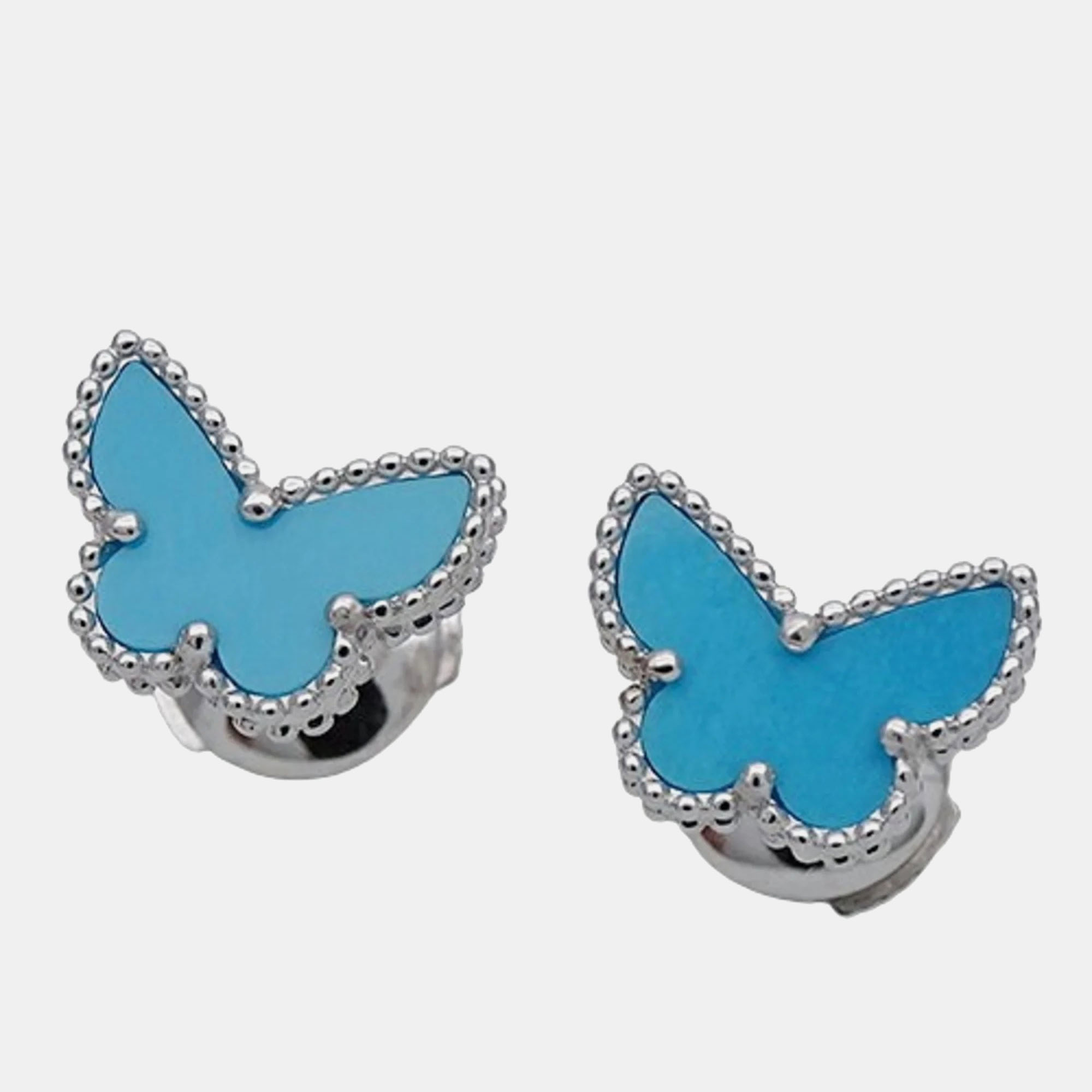 

Van Cleef & Arpels 750 Turquoise White Gold Polished Sweet Alhambra Papillon Earrings