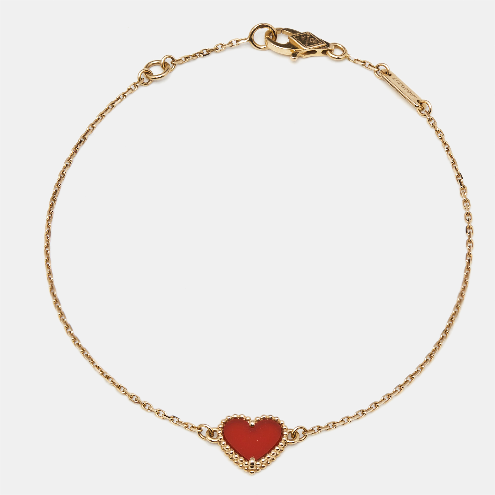 

Van Cleef & Arpels Sweet Alhambra Carnelian Heart 18K Rose Gold Bracelet