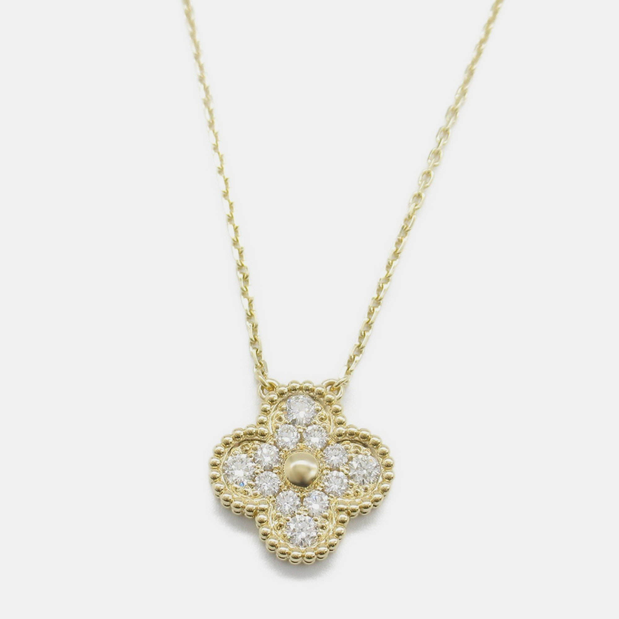 

Van Cleef & Arpels 18K Yellow Gold and Diamond Vintage Alhambra Pendant Necklace