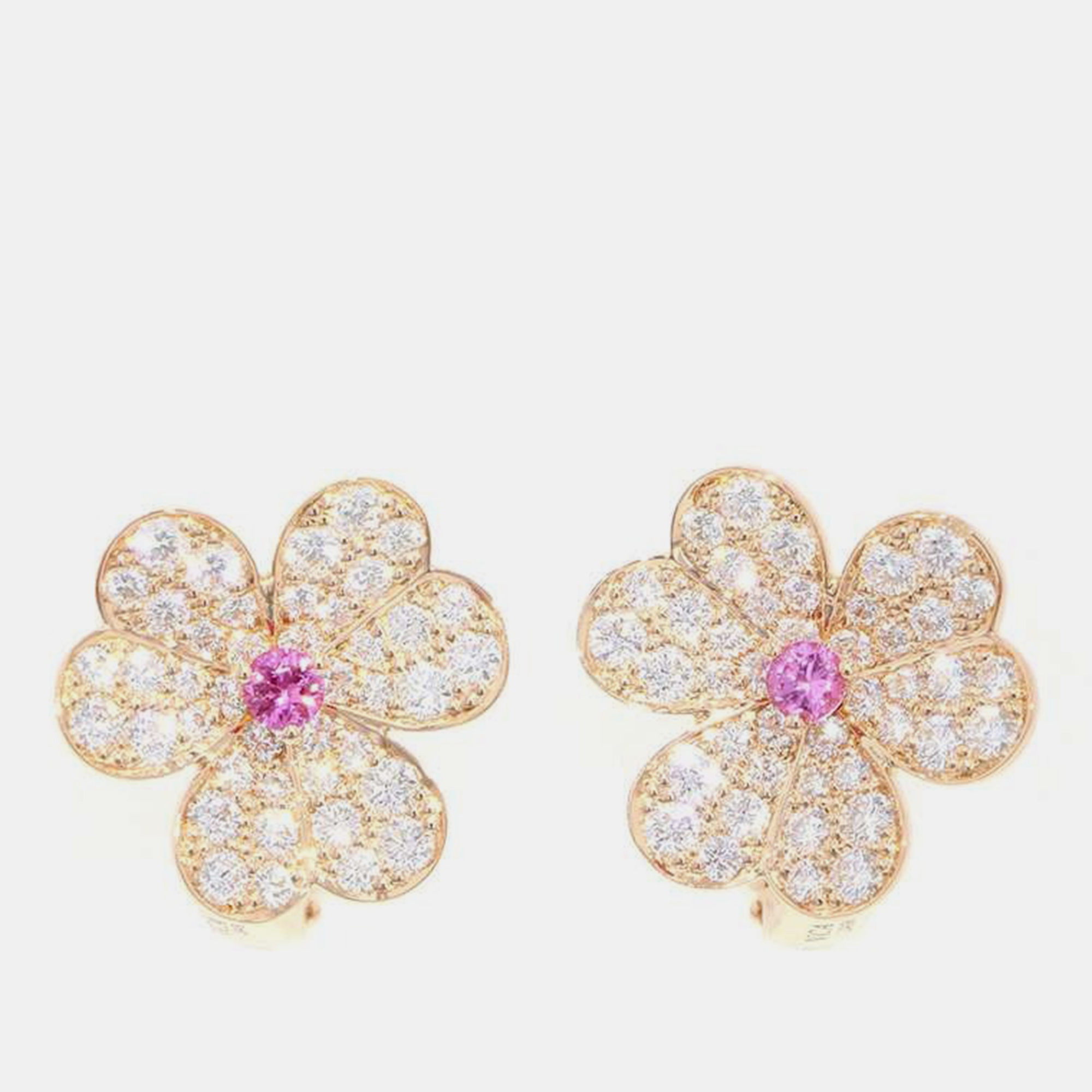 

Van Cleef & Arpels 18K Pink Gold Frivole Earrings Size Small