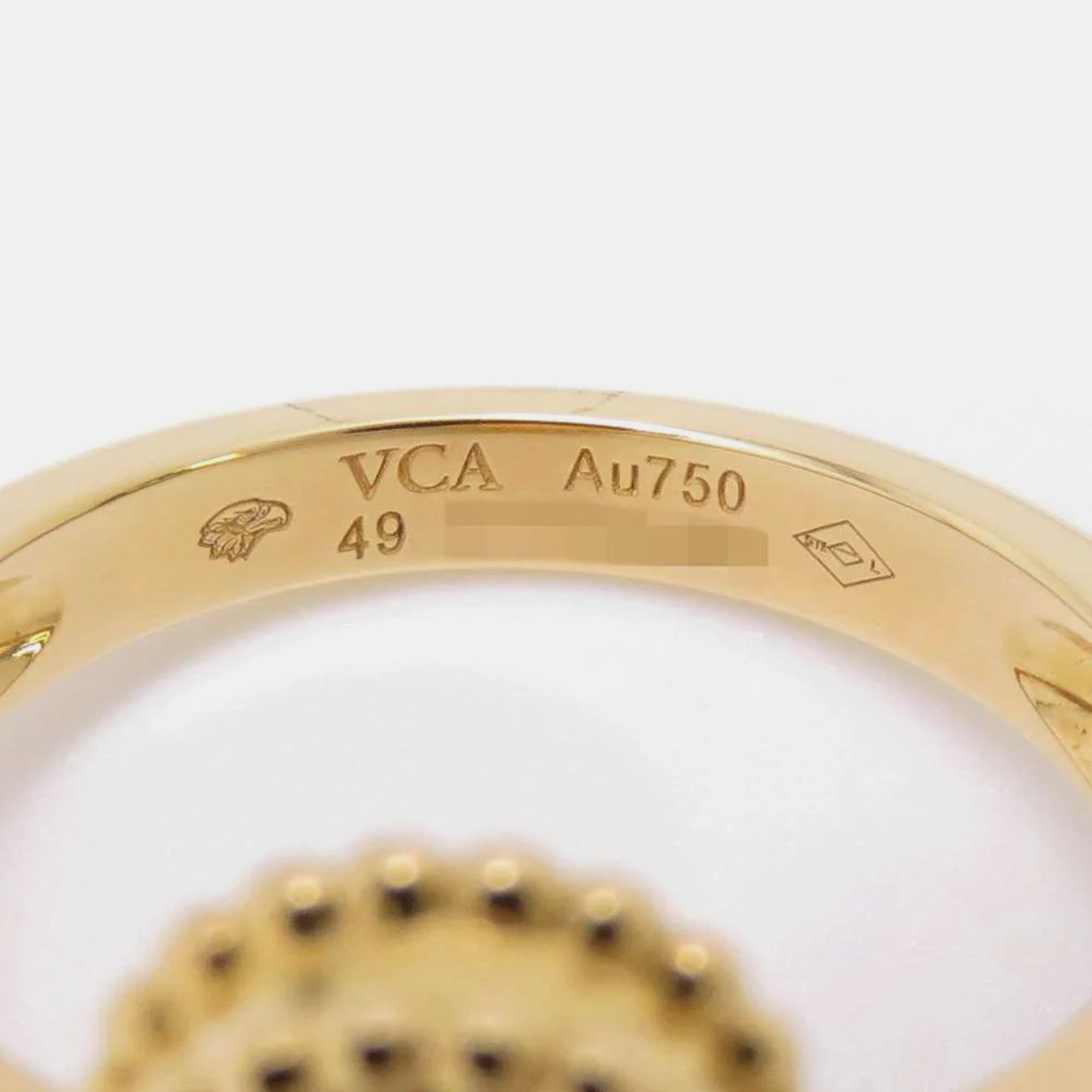Van Cleef & Arpels 18K Yellow Gold Vintage Alhambra Ring Size 49 