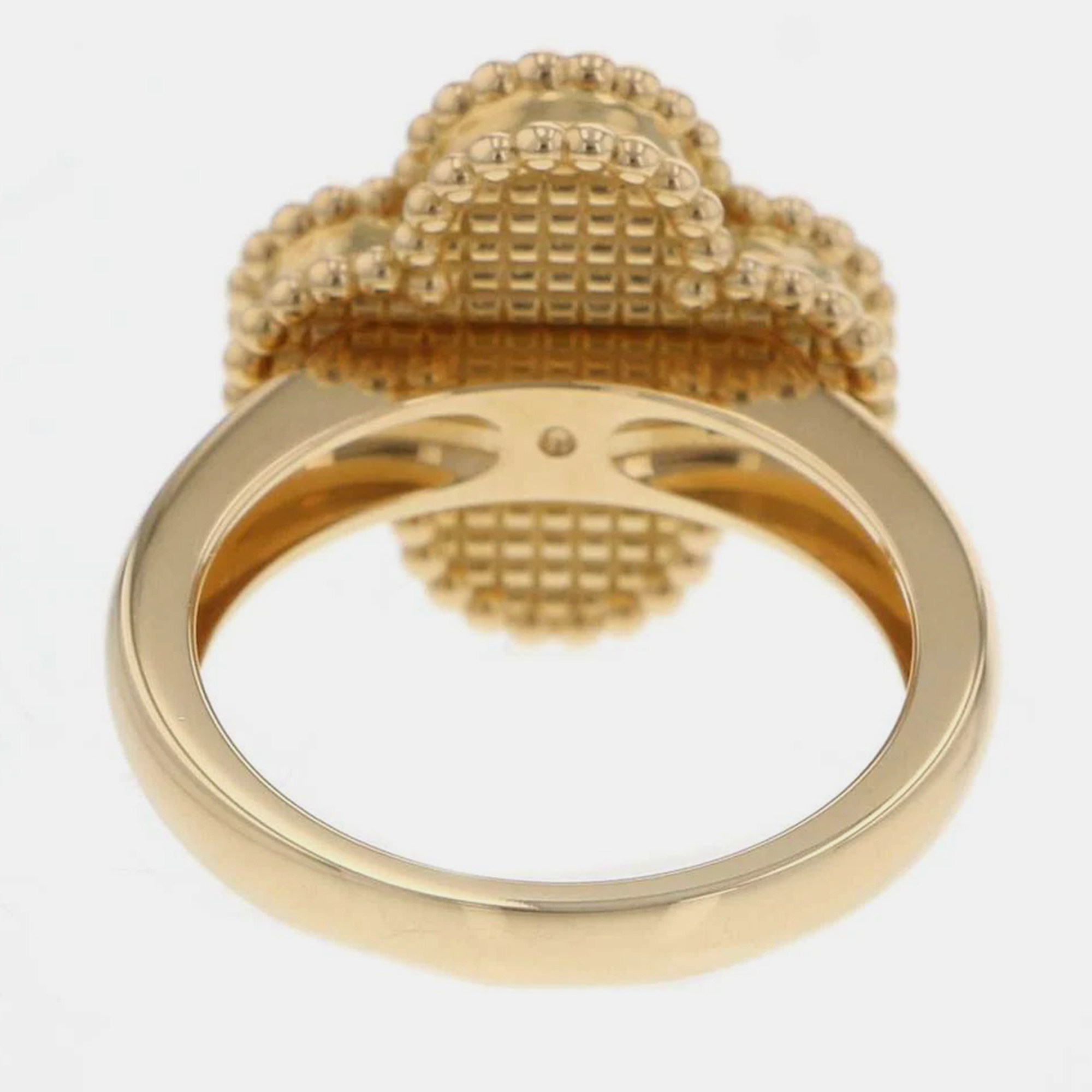 Van Cleef & Arpels 18K Yellow Gold Vintage Alhambra Ring Size 49 