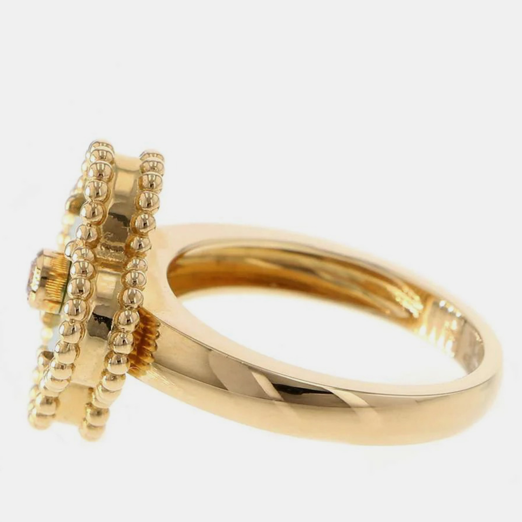 Van Cleef & Arpels 18K Yellow Gold Vintage Alhambra Ring Size 49 