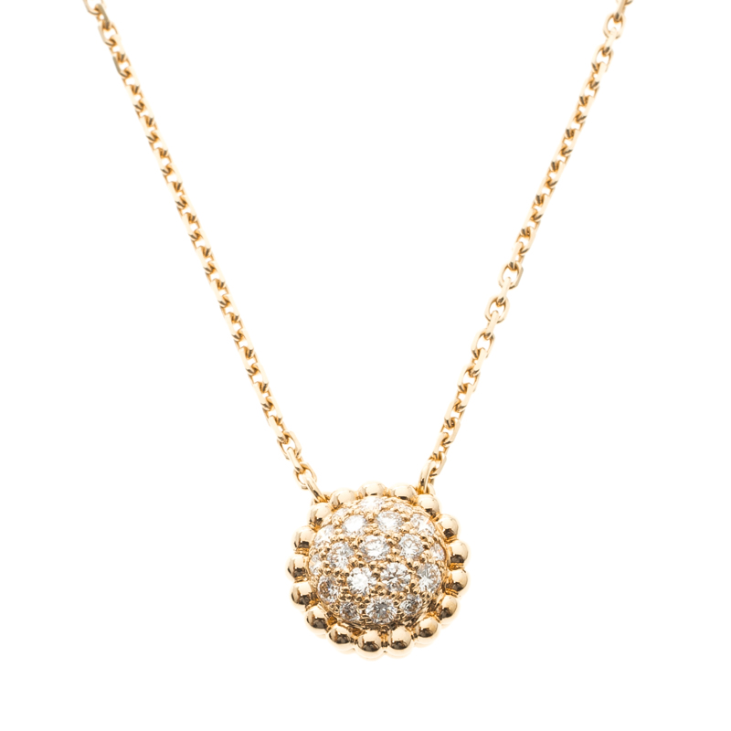 Van Cleef & Arpels Perlee Diamants Diamond 18k Rose Gold Pendant Necklace