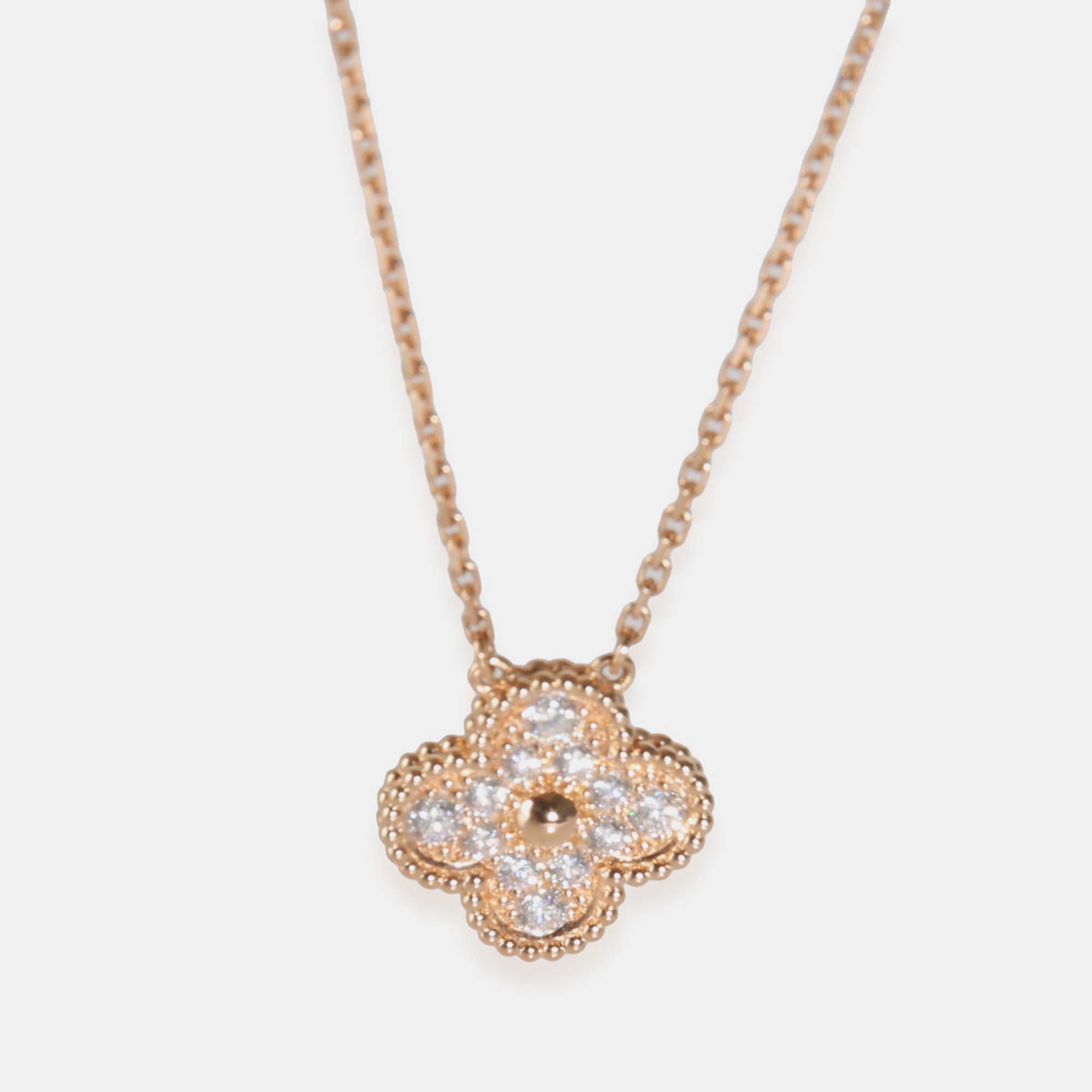 

Van Cleef & Arpels 18K Rose Gold and Diamond Alhambra Pendant Necklace