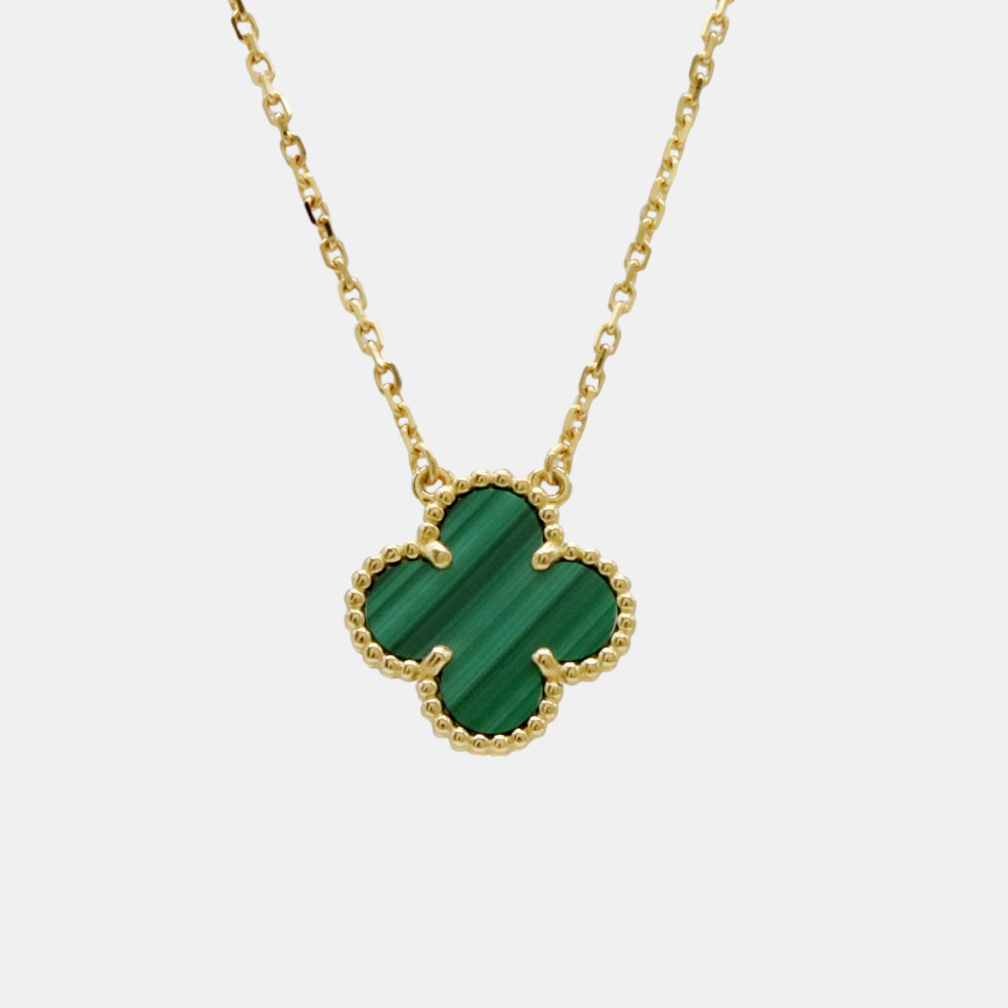 

Van Cleef & Arpels Vintage Alhambra Necklace Pendant 18K YG Malachite VCARO9VA00 Gold Metal