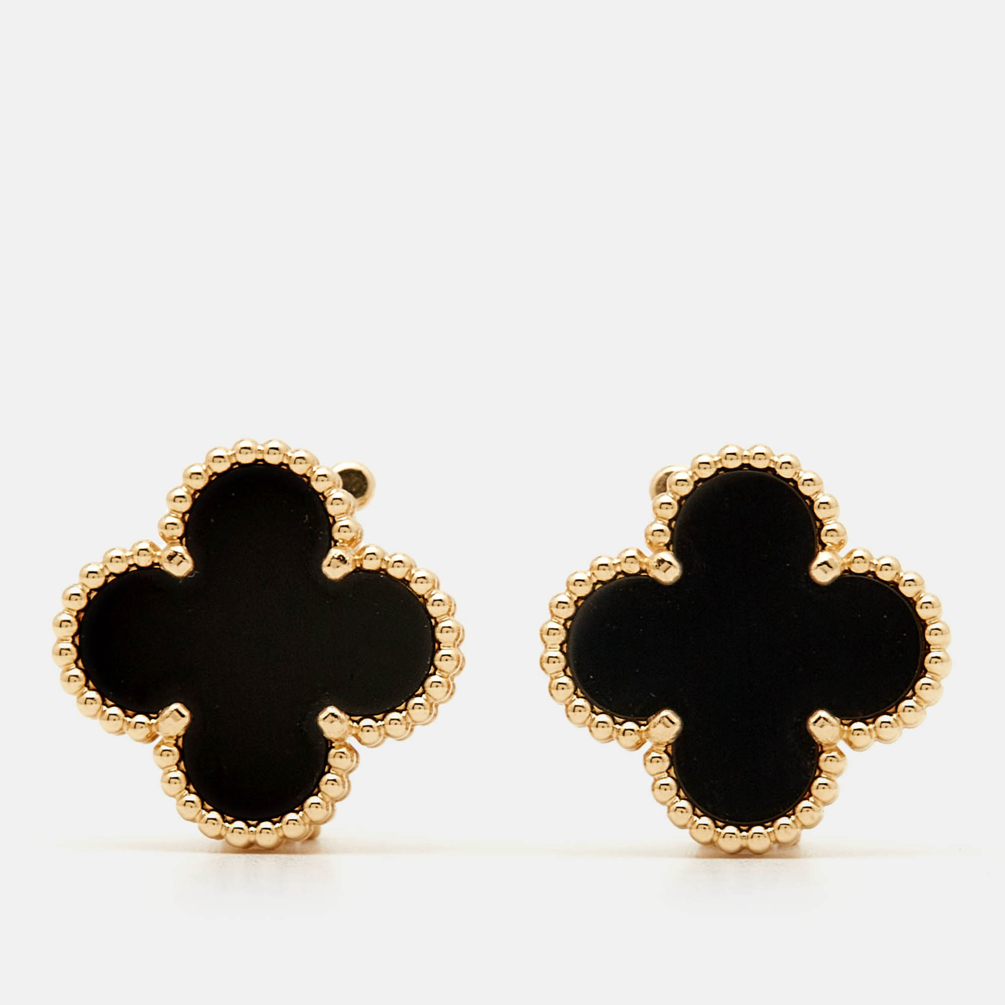 

Van Cleef & Arpels Vintage Alhambra Onyx 18k Yellow Gold Earrings