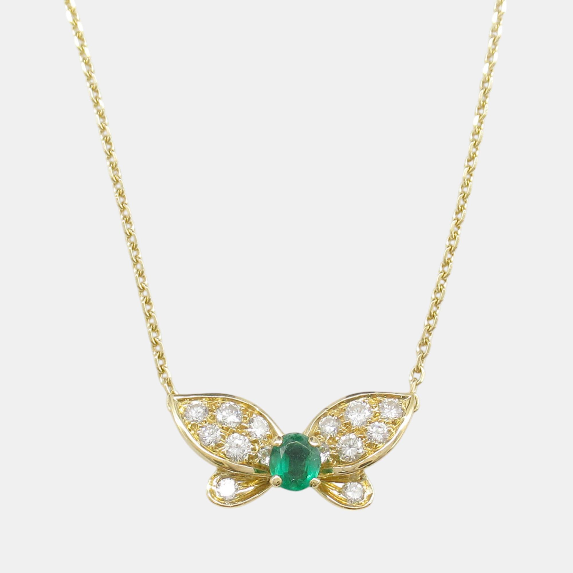 

Van Cleef & Arpels 18k Gold Emerald Necklace Green Metal