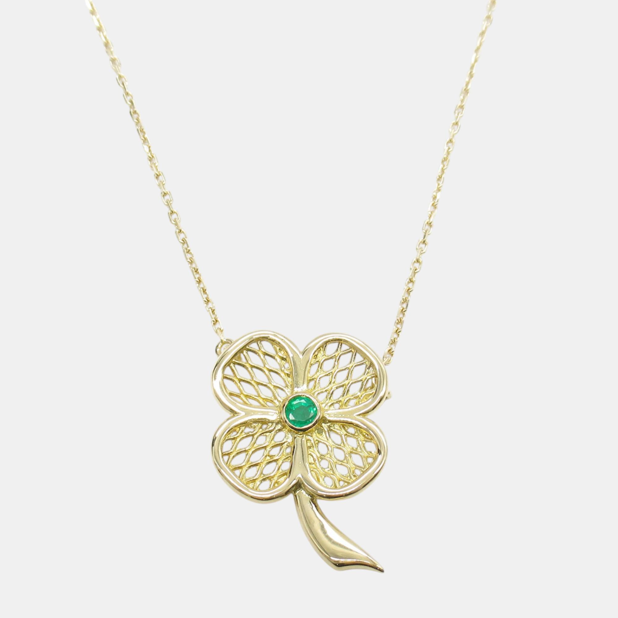 

Van Cleef & Arpels Emerald Clover Necklace 18k Yellow Gold Green Metal