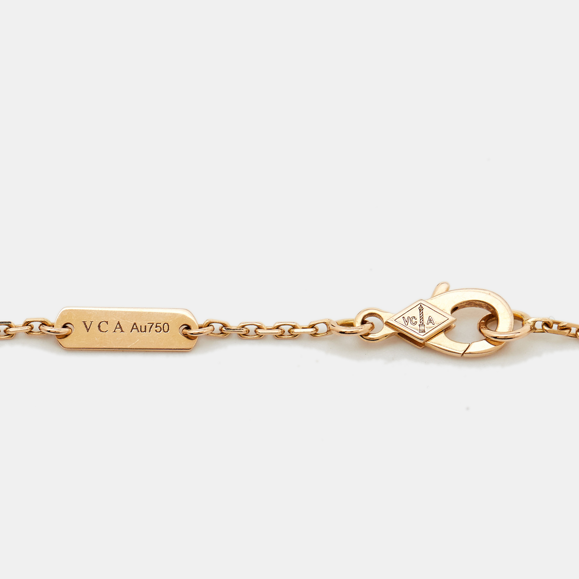 Van Cleef & Arpels Vintage Alhambra Limited Edition 2017 Bulls Eye Brown Stone and Diamond 18K Rose Gold Holiday Pendant Necklace 