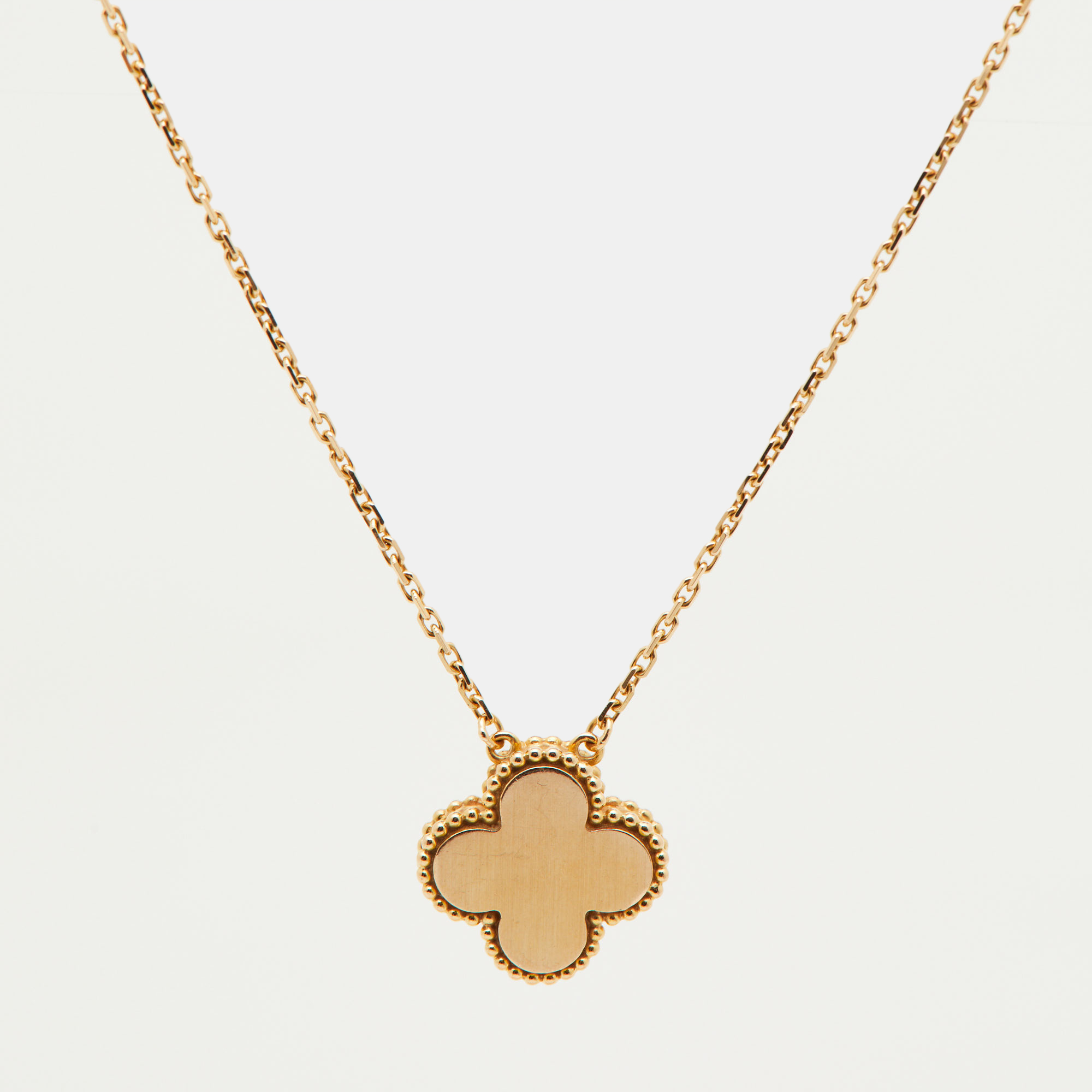 Van Cleef & Arpels Vintage Alhambra Limited Edition 2017 Bulls Eye Brown Stone and Diamond 18K Rose Gold Holiday Pendant Necklace 