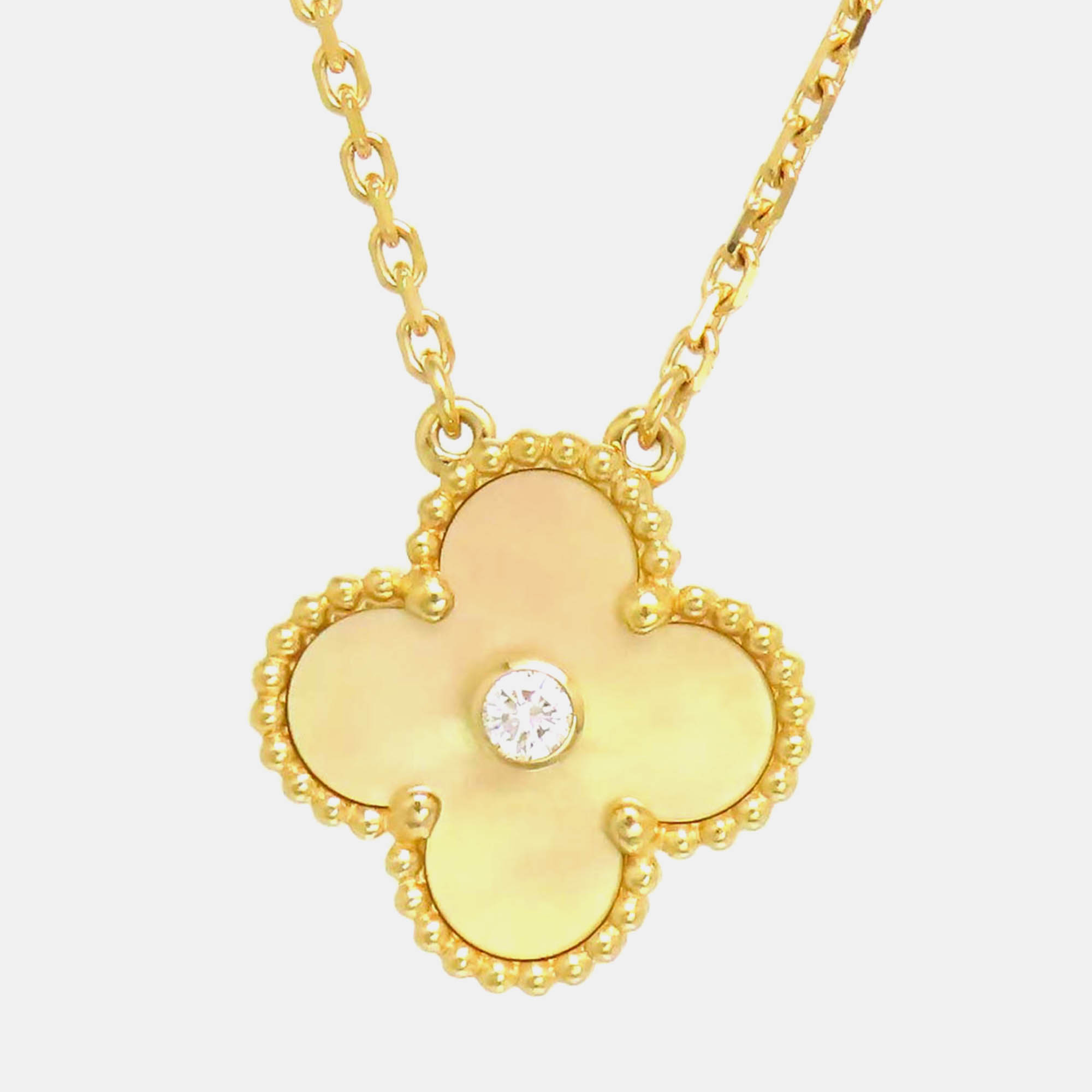 

Van Cleef & Arpels 18K Yellow Gold and Diamond Vintage Alhambra Pendant Necklace