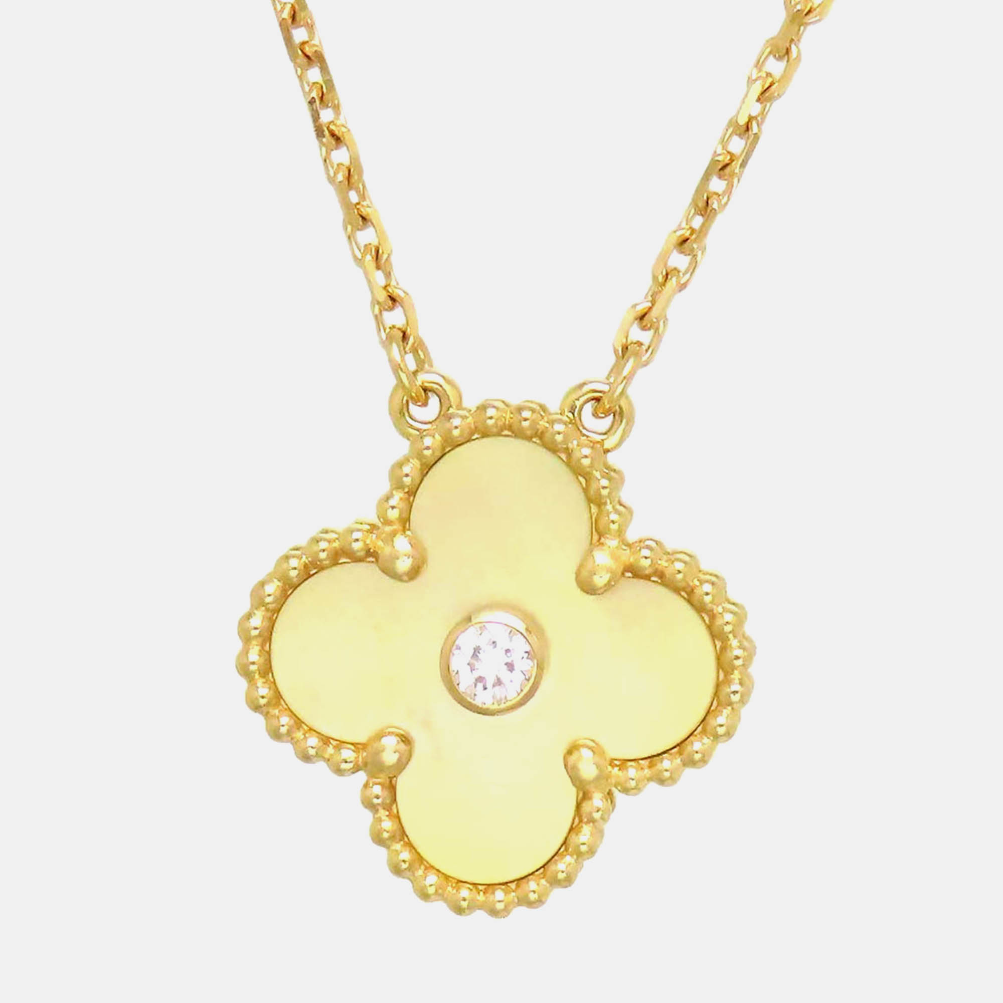 

Van Cleef & Arpels 18K Yellow Gold and Diamond Vintage Alhambra Pendant Necklace