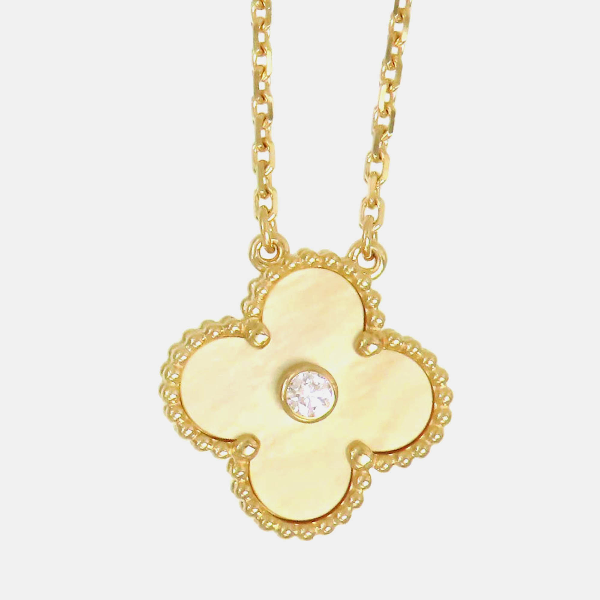 

Van Cleef & Arpels 18K Yellow Gold and Diamond Vintage Alhambra Pendant Necklace