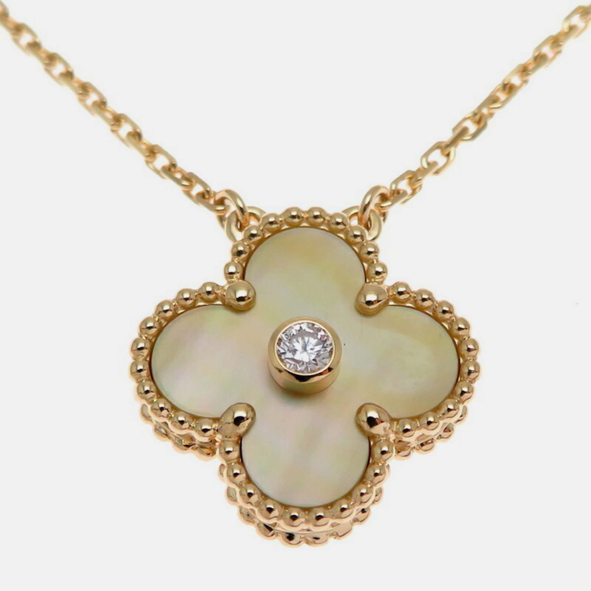 

Van Cleef & Arpels 18K Yellow Gold and Diamond Vintage Alhambra Pendant Necklace