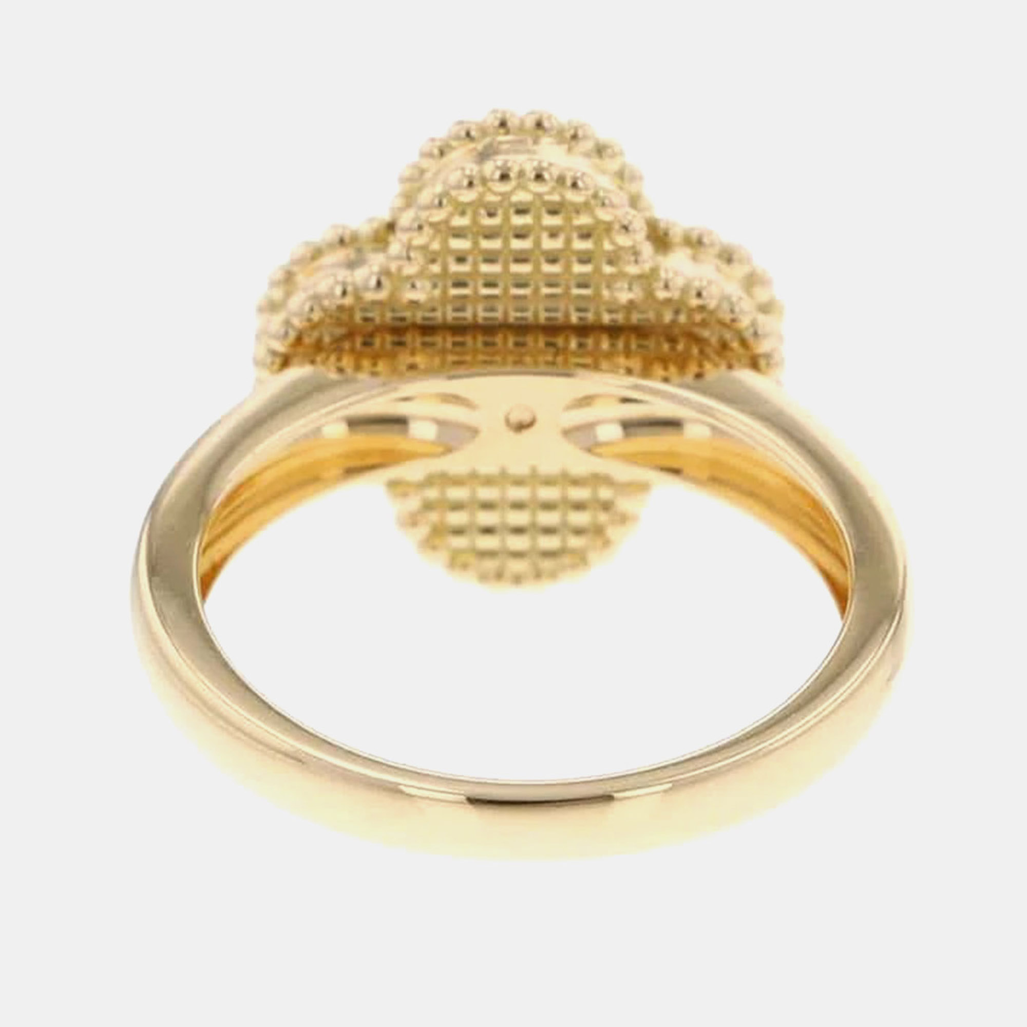 Van Cleef & Arpels 18K Yellow Gold and Diamond Vintage Alhambra Ring EU 55 
