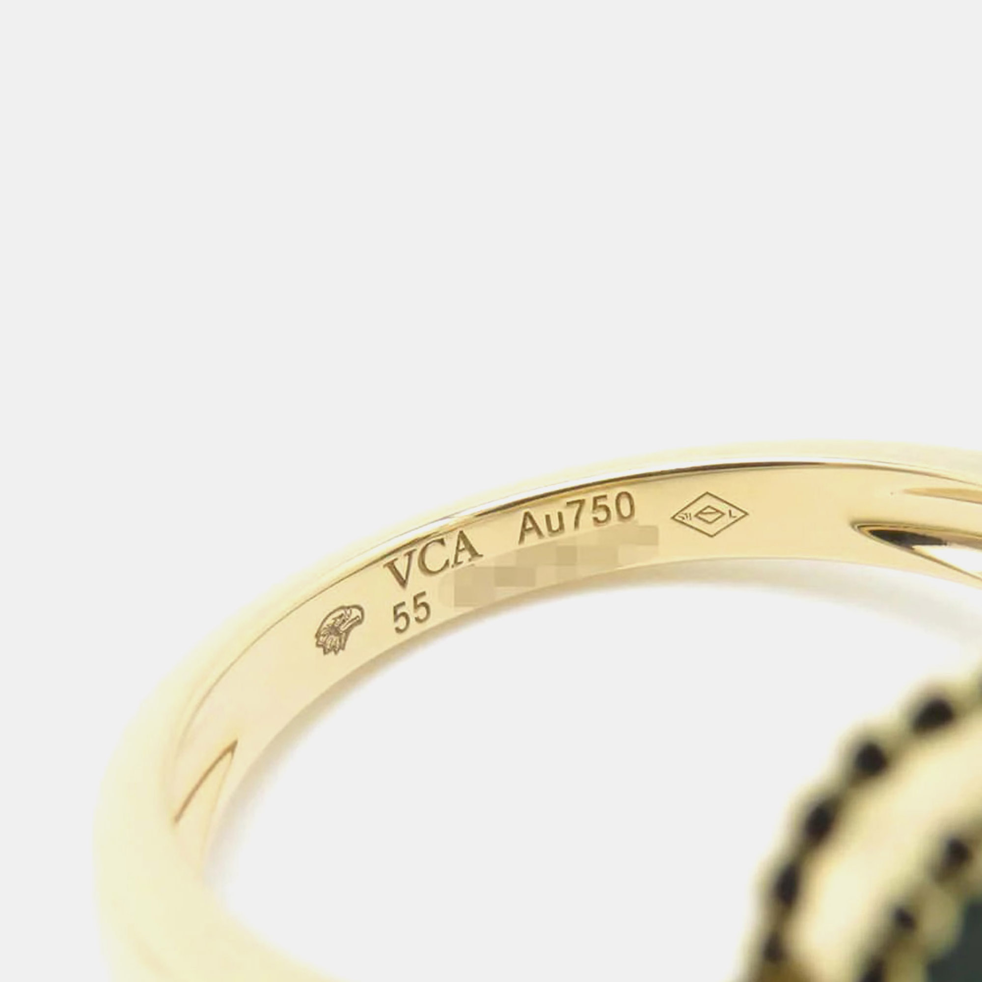 Van Cleef & Arpels 18K Yellow Gold and Diamond Vintage Alhambra Ring EU 55 