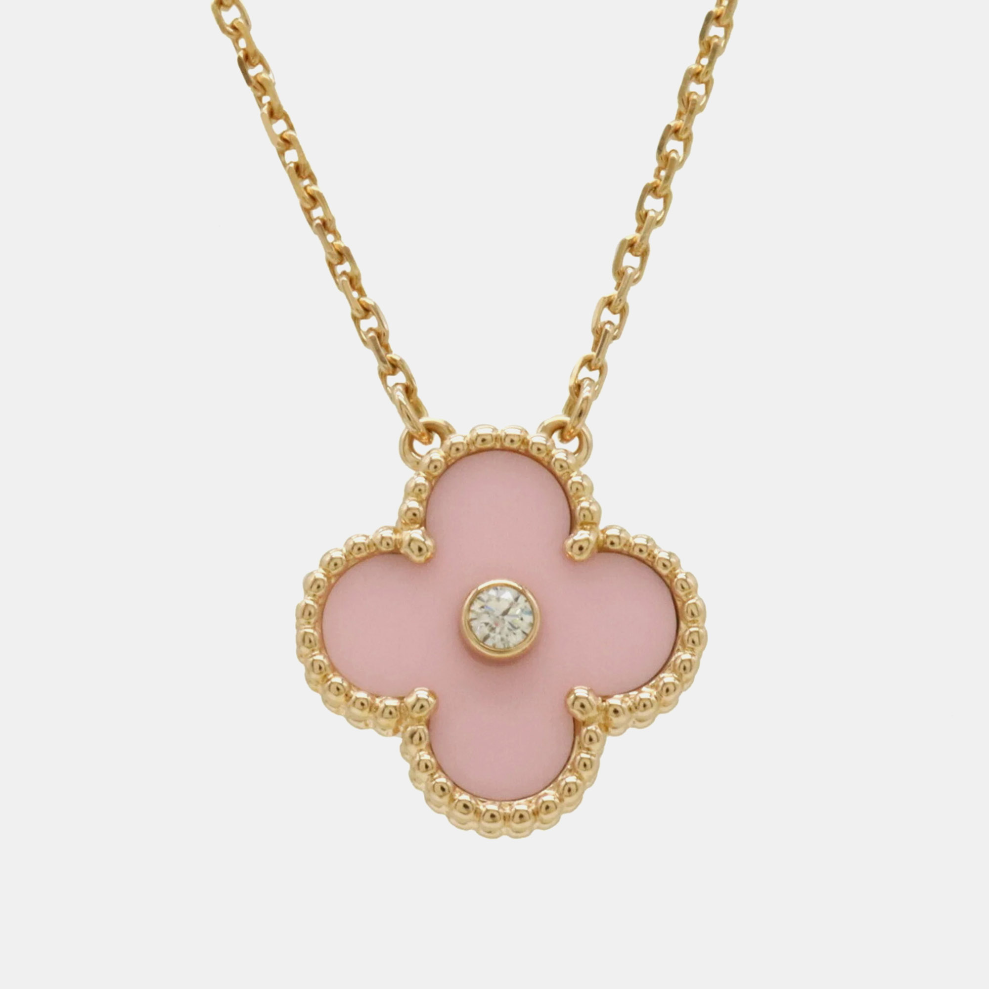 

Van Cleef & Arpels 18K Rose Gold and Diamond Vintage Holiday Alhambra Pendant Necklace