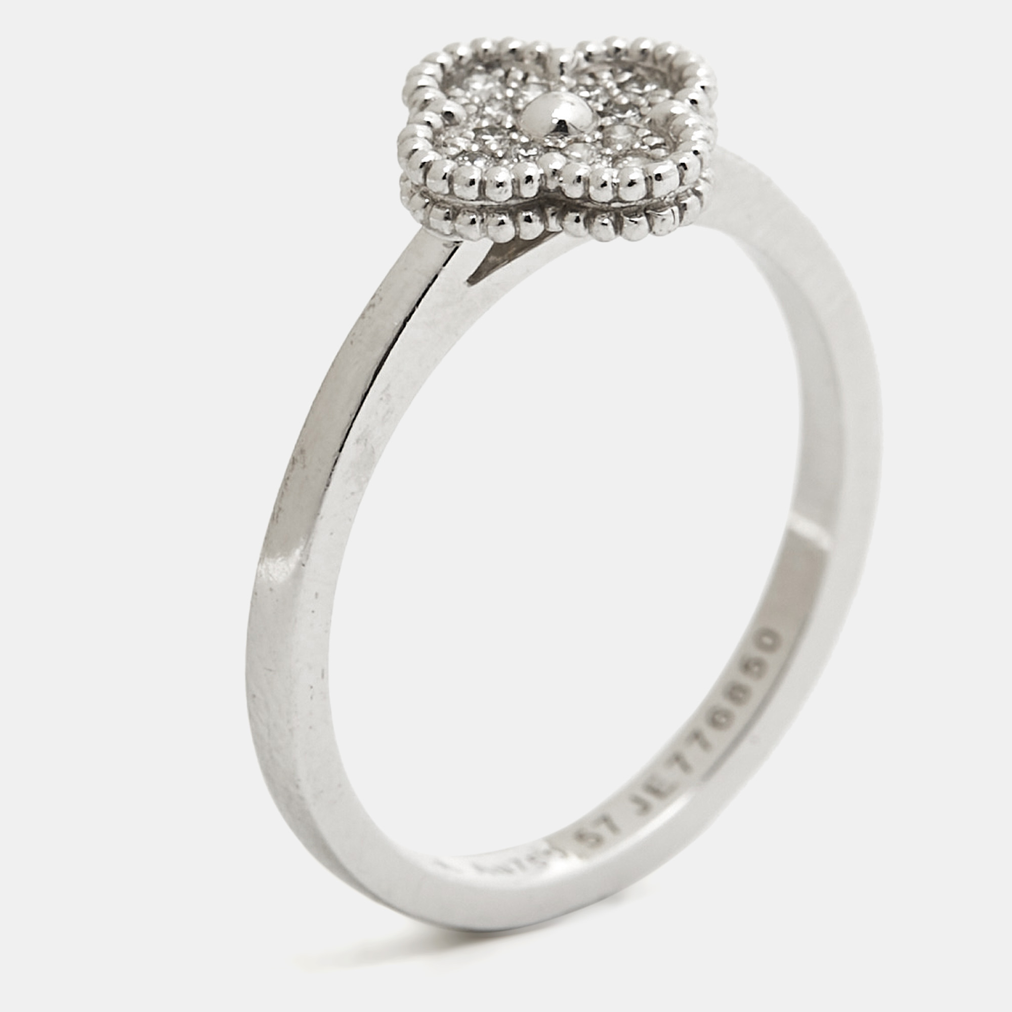 

Van Cleef & Arpels Sweet Alhambra Diamond 18k White Gold Ring Size