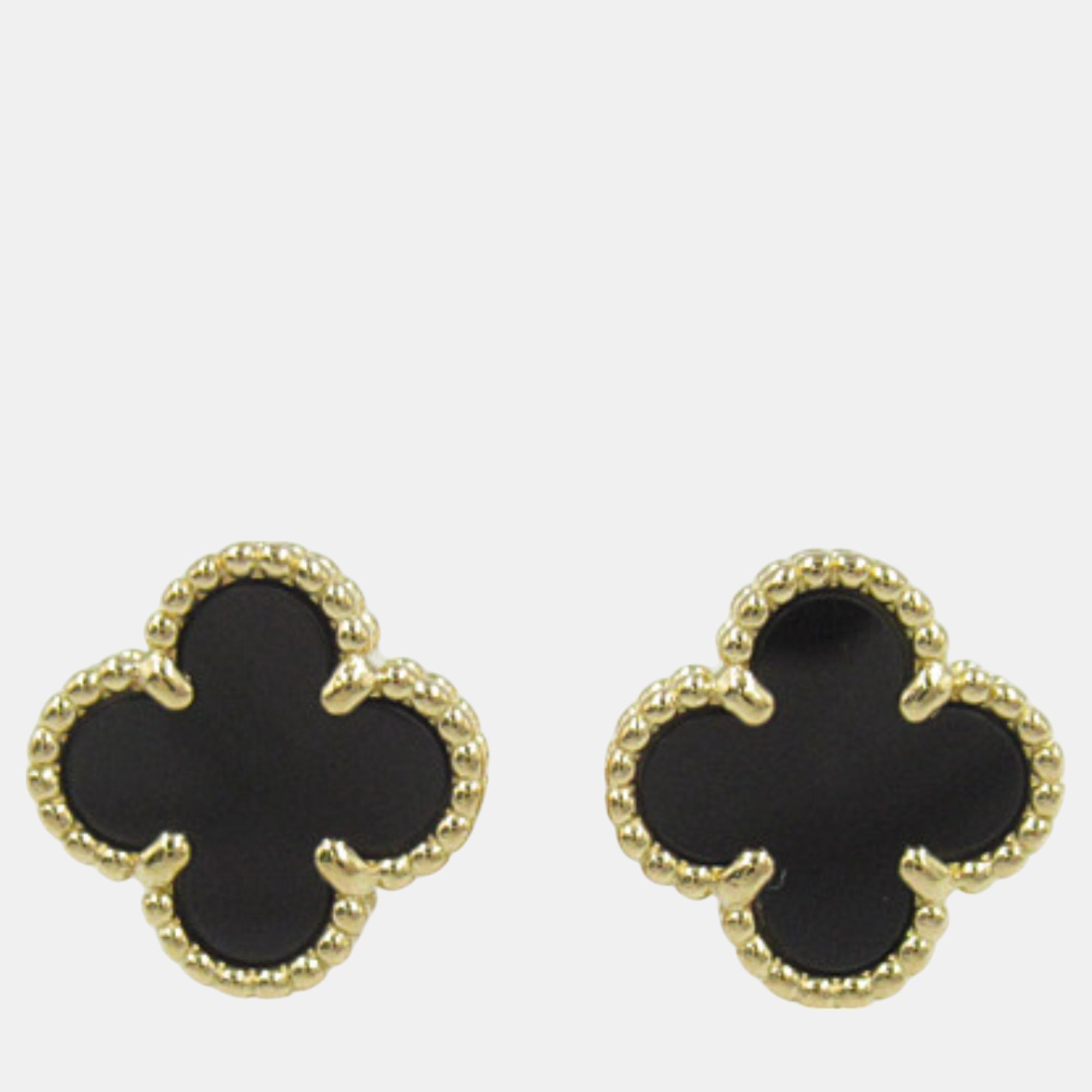 

Van Cleef & Arpels 18K Yellow Gold and Onyx Sweet Alhambra Stud Earrings