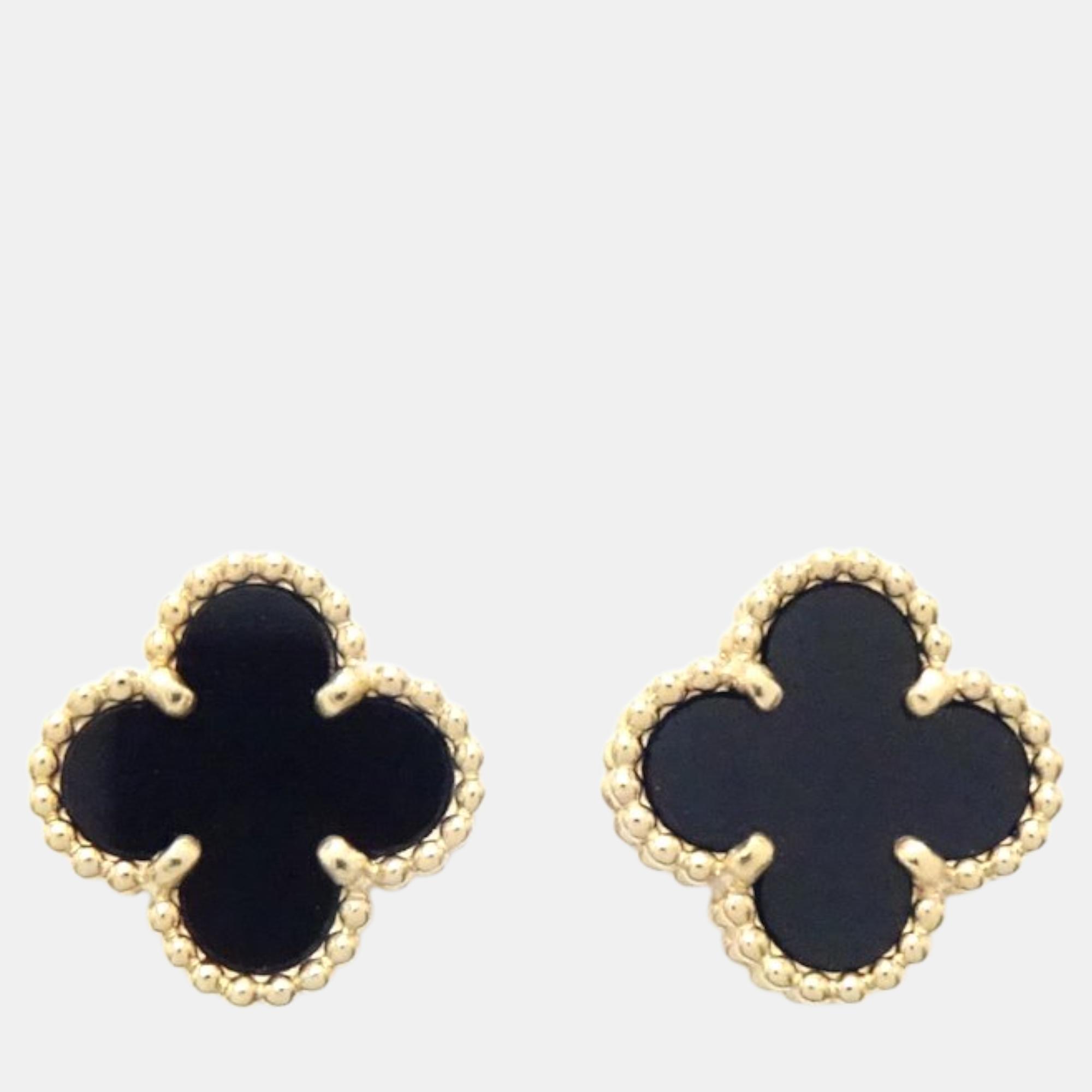 

Van Cleef & Arpels 18K Yellow Gold and Onyx Sweet Alhambra Stud Earrings