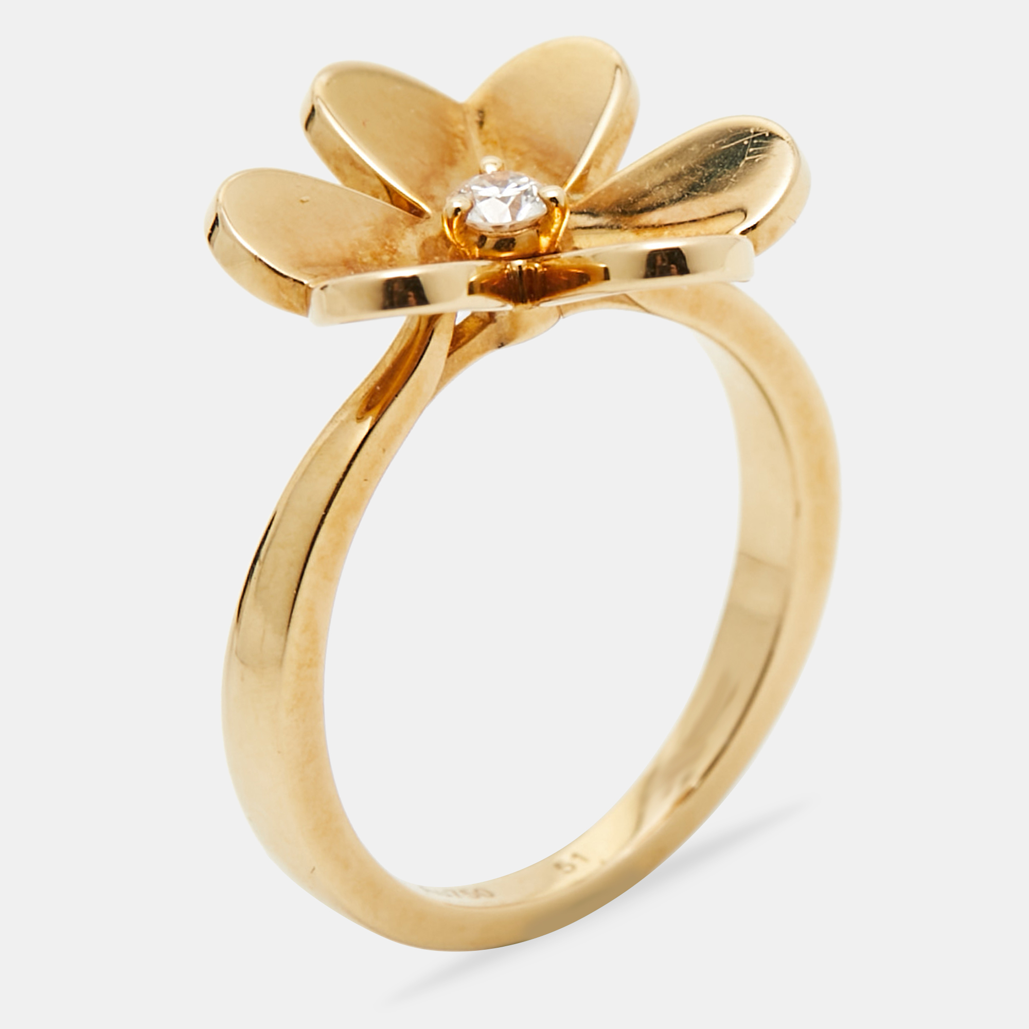 

Van Cleef & Arpels Frivole 1 Flower Diamond 18K Yellow Gold Small Model Ring Size