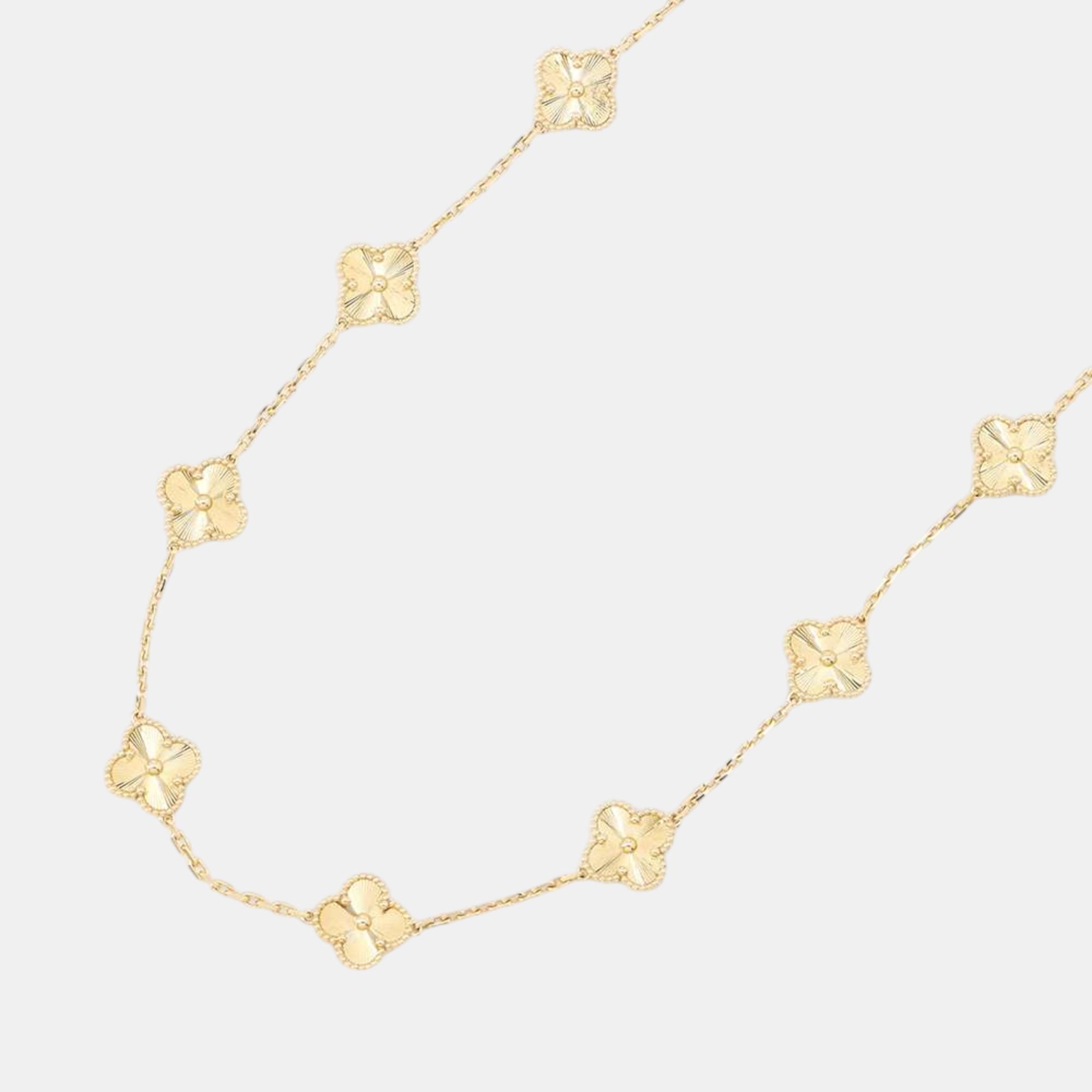 

Van Cleef & Arpels Vintage Alhambra Necklace 10 Motifs 18K Yellow Gold