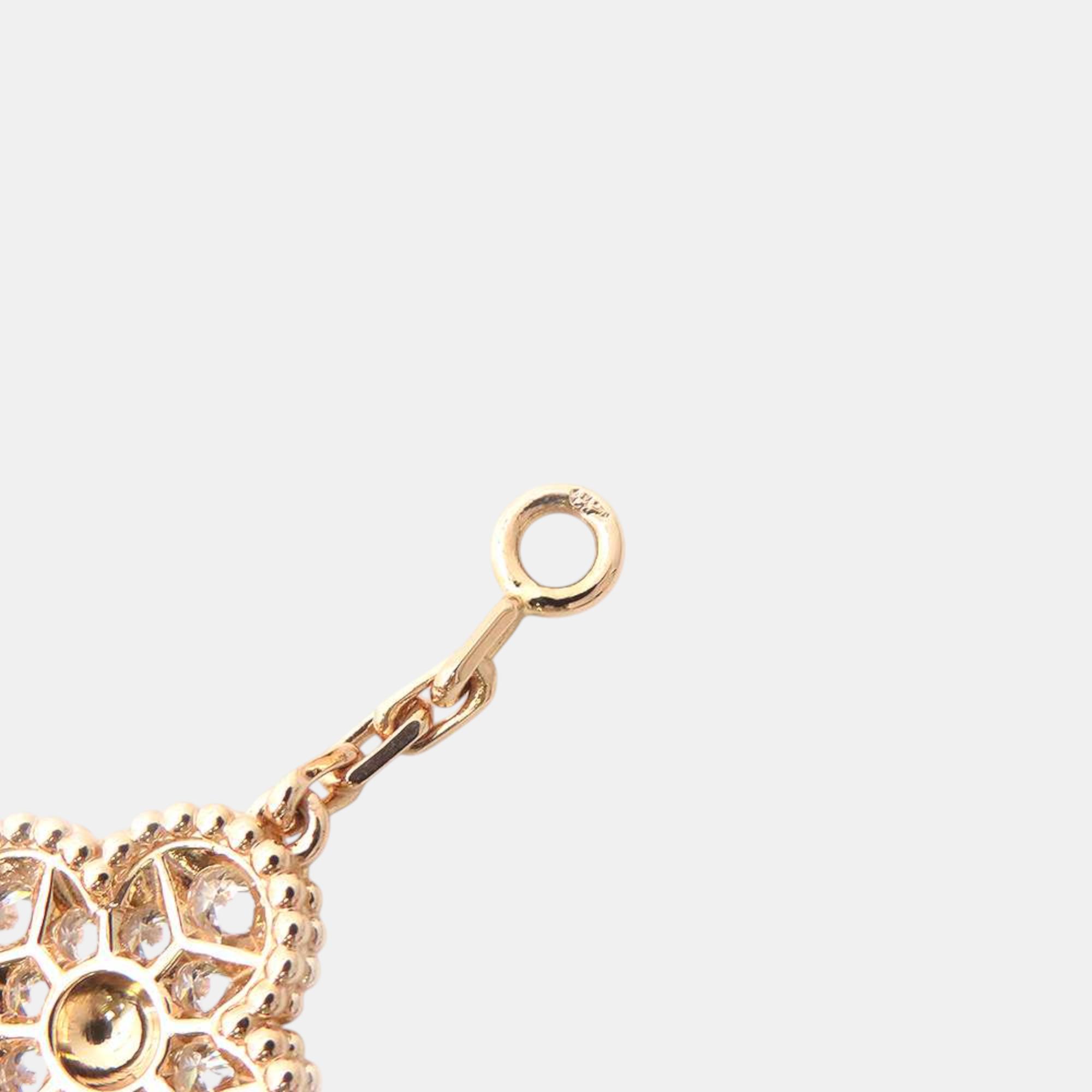 Van Cleef & Arpels Vintage Alhambra Necklace 20 Motifs Gray 18K Pink Gold 