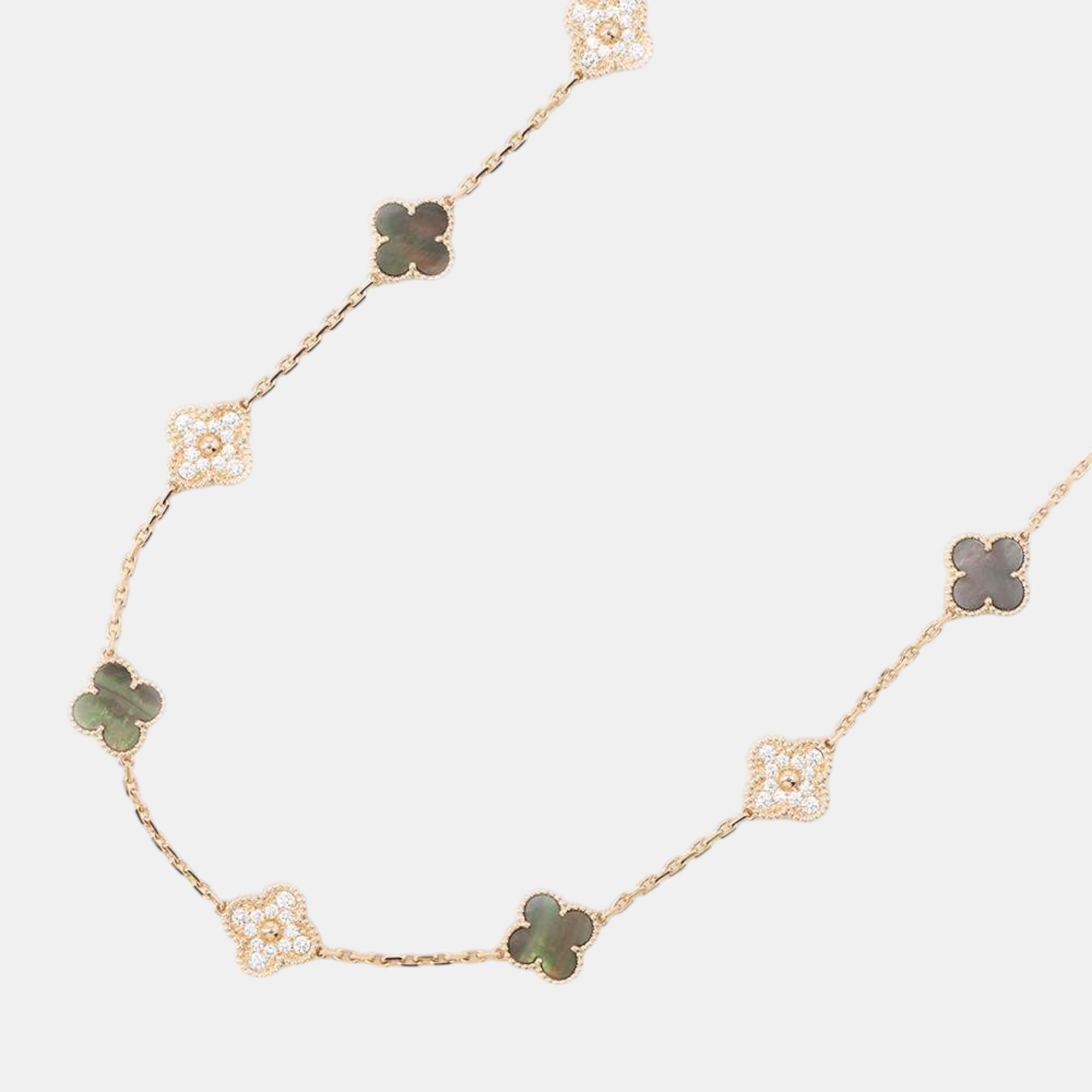 

Van Cleef & Arpels 18K Rose Gold 20 motifs Vintage Alhambra Necklace, Pink