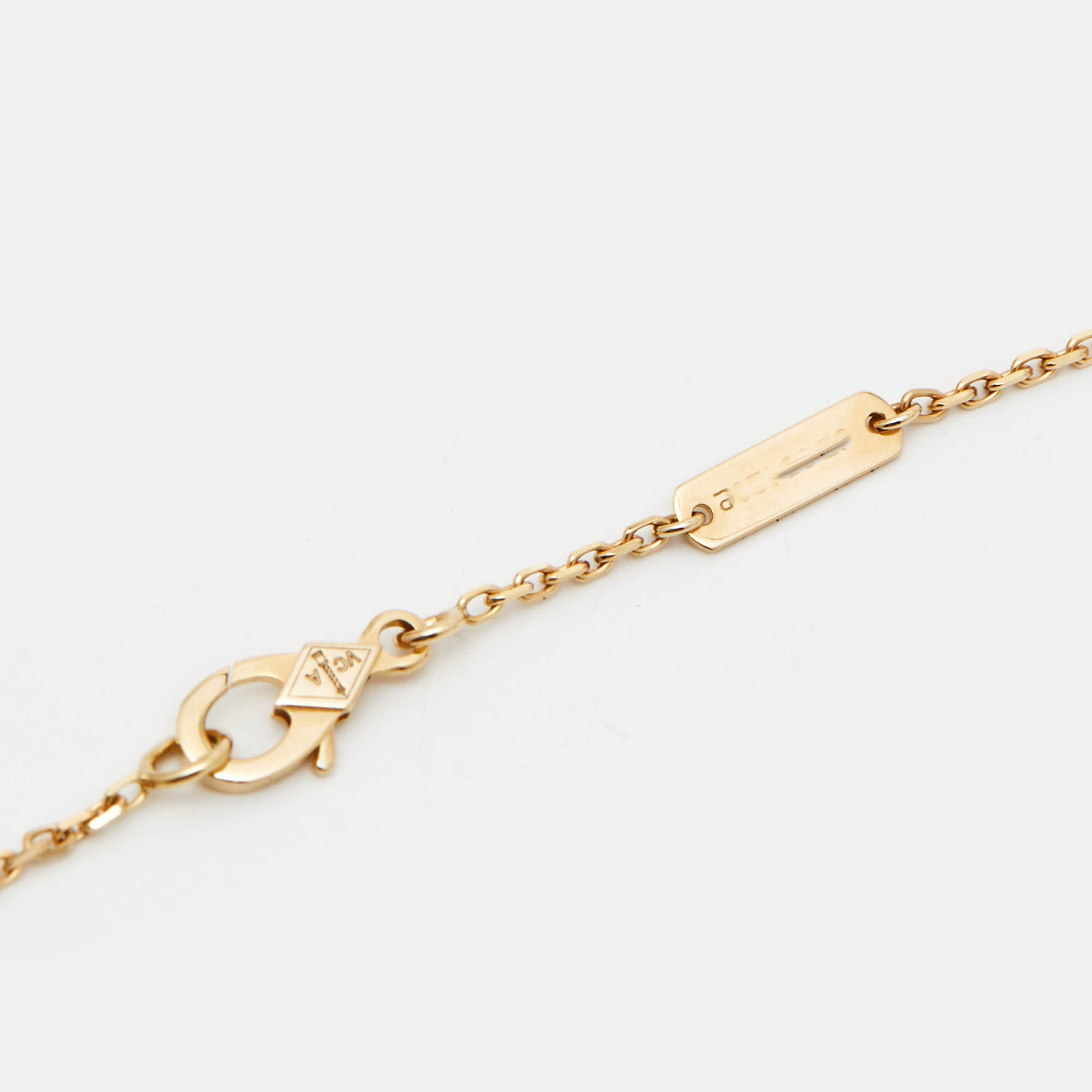 Van Cleef & Arpels Vintage Alhambra Mother of Pearl 18k Yellow Gold Necklace 