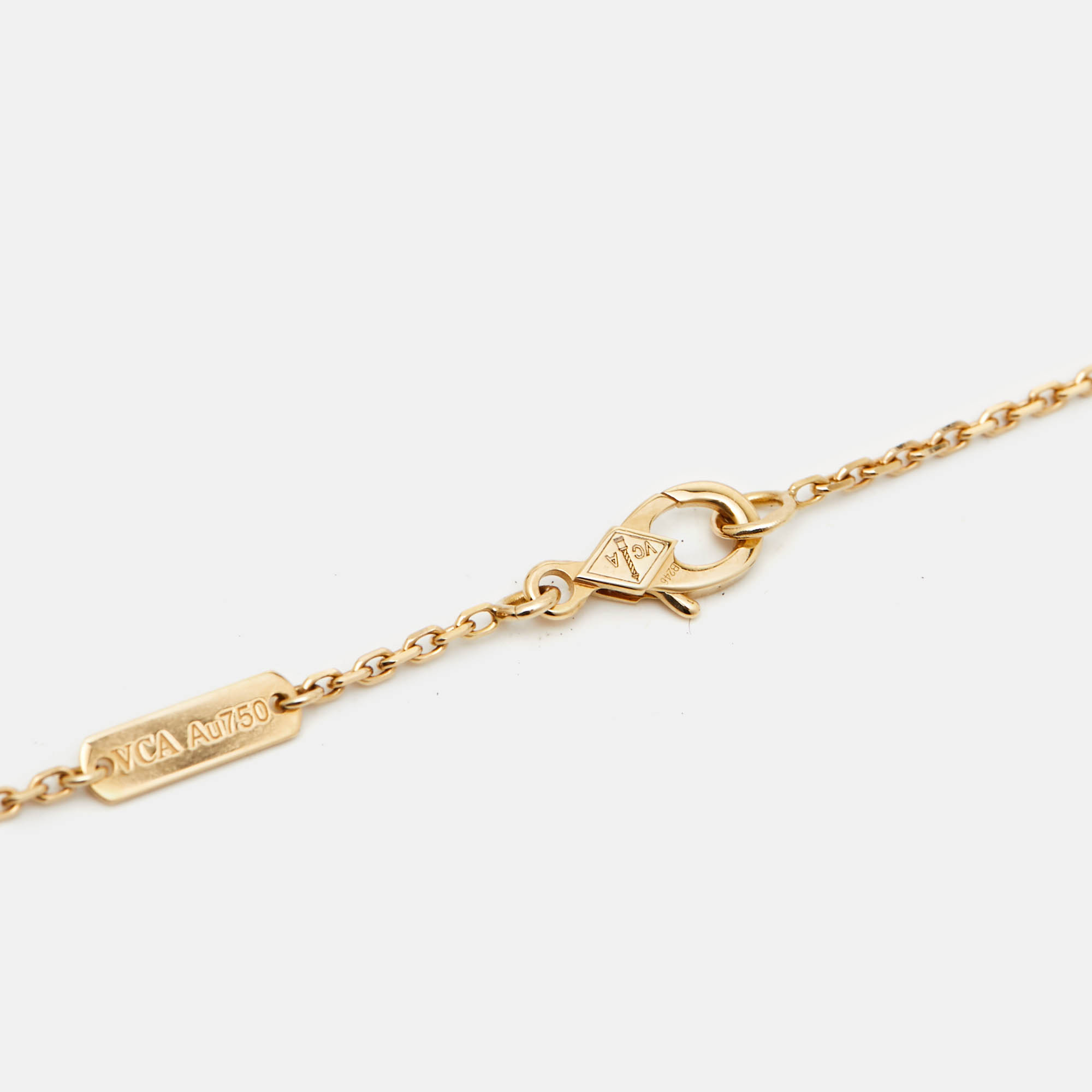 Van Cleef & Arpels Vintage Alhambra Mother of Pearl 18k Yellow Gold Necklace 