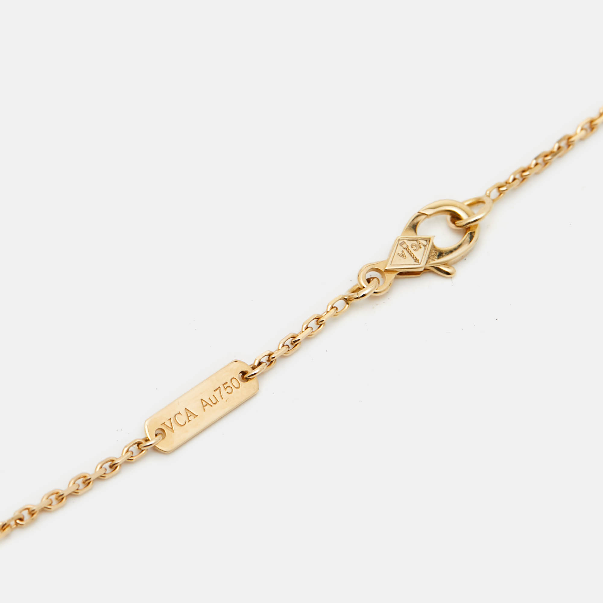 Van Cleef & Arpels Vintage Alhambra Mother of Pearl 18k Yellow Gold Necklace 