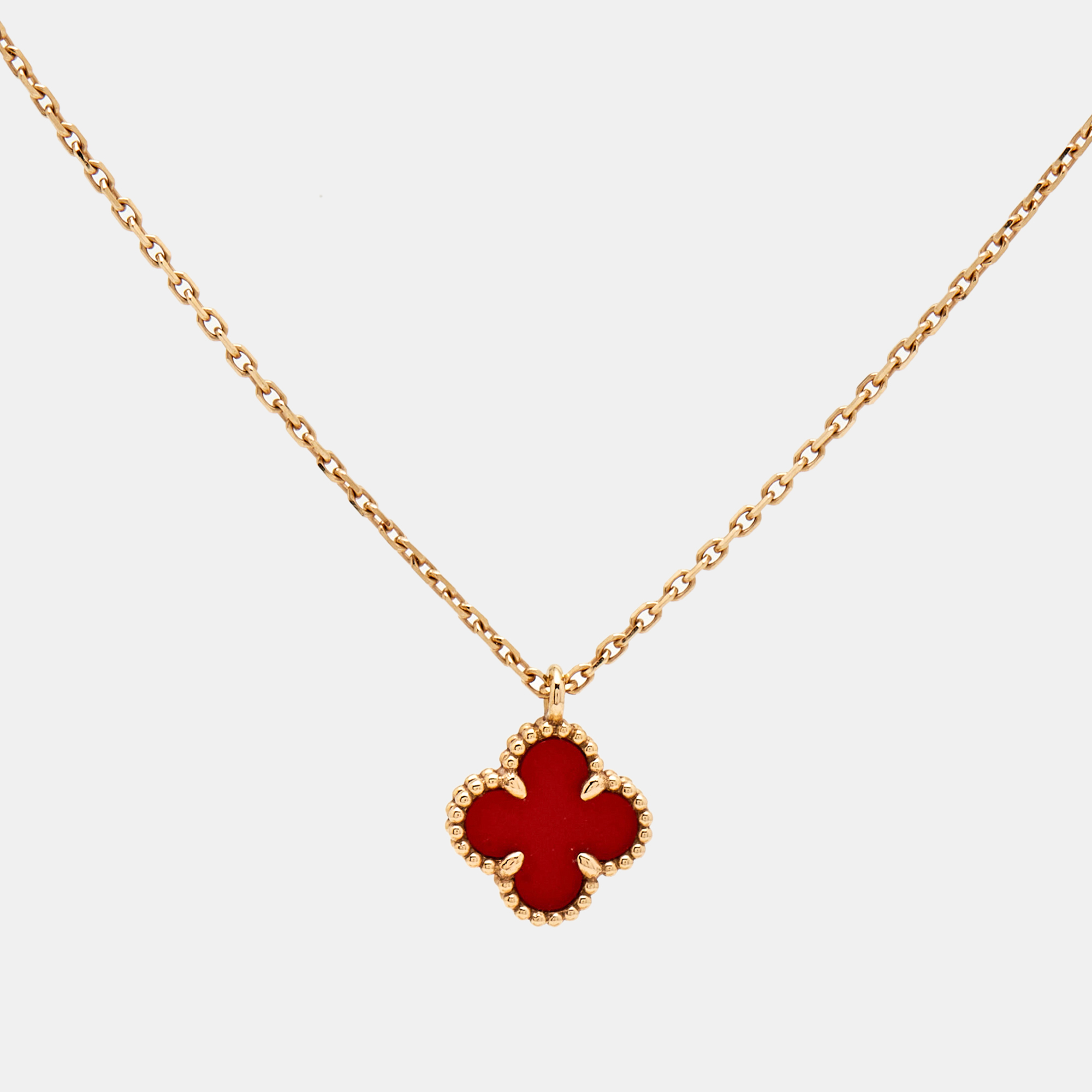 

Van Cleef & Arpels Sweet Alhambra Carnelian 18k Rose Gold Necklace