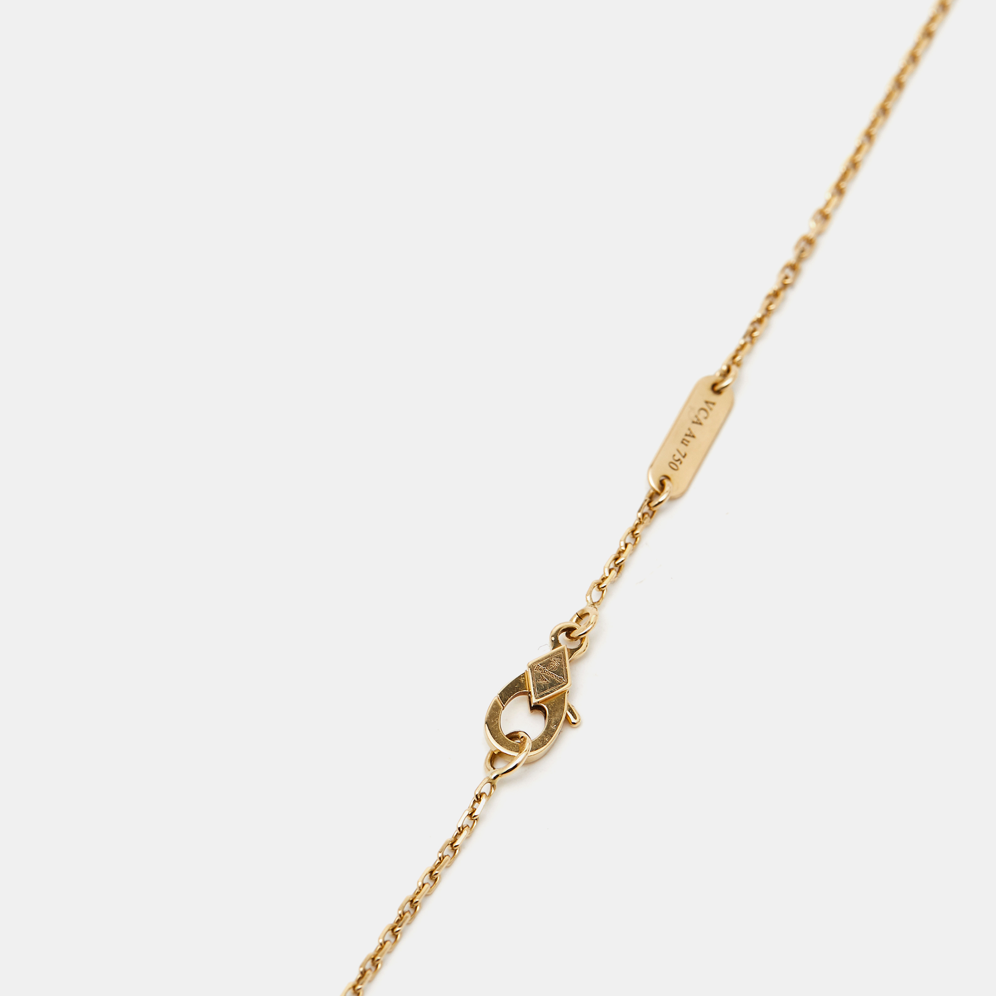 Van Cleef & Arpels Vintage Alhambra Mother of Pearl 18k Yellow Gold Necklace 