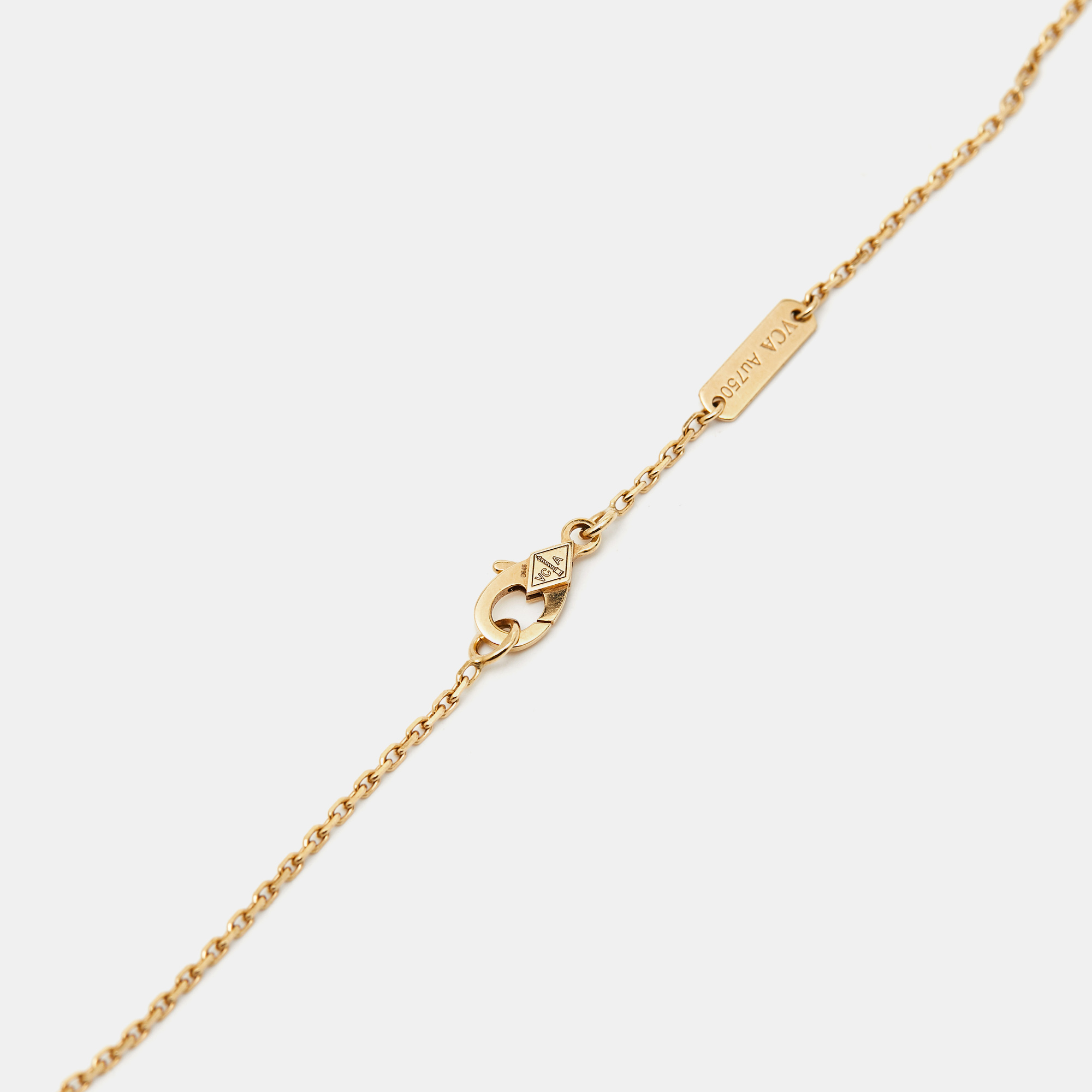 Van Cleef & Arpels Vintage Alhambra Mother of Pearl 18k Yellow Gold Necklace 